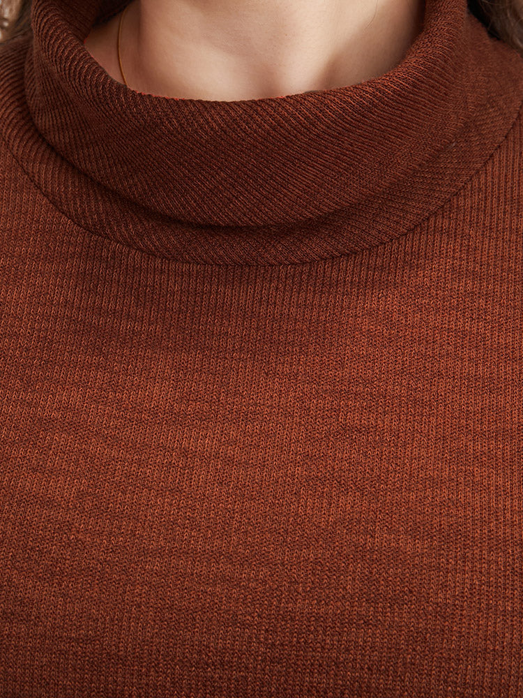 Solid Lace Asymmetrical Hem Funnel Neck Sweatshirt-Sweetccc