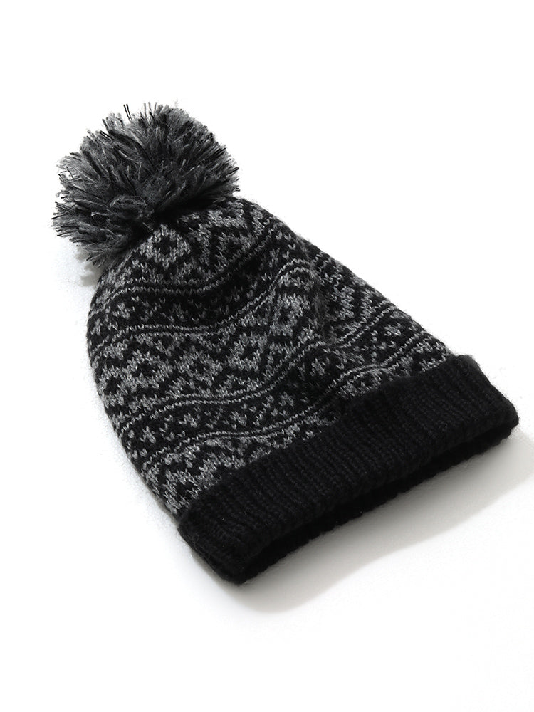 Geo Graphic Patchwork Fuzzy Hat-Sweetccc