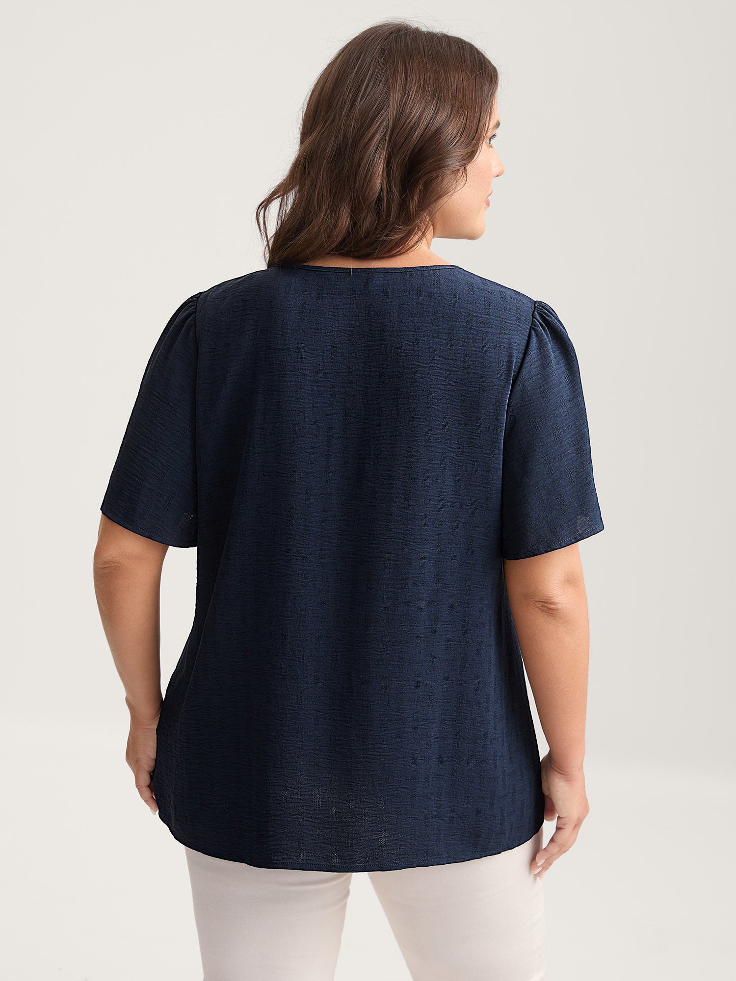 Square Neck Lace Pleated Blouse-Sweetccc