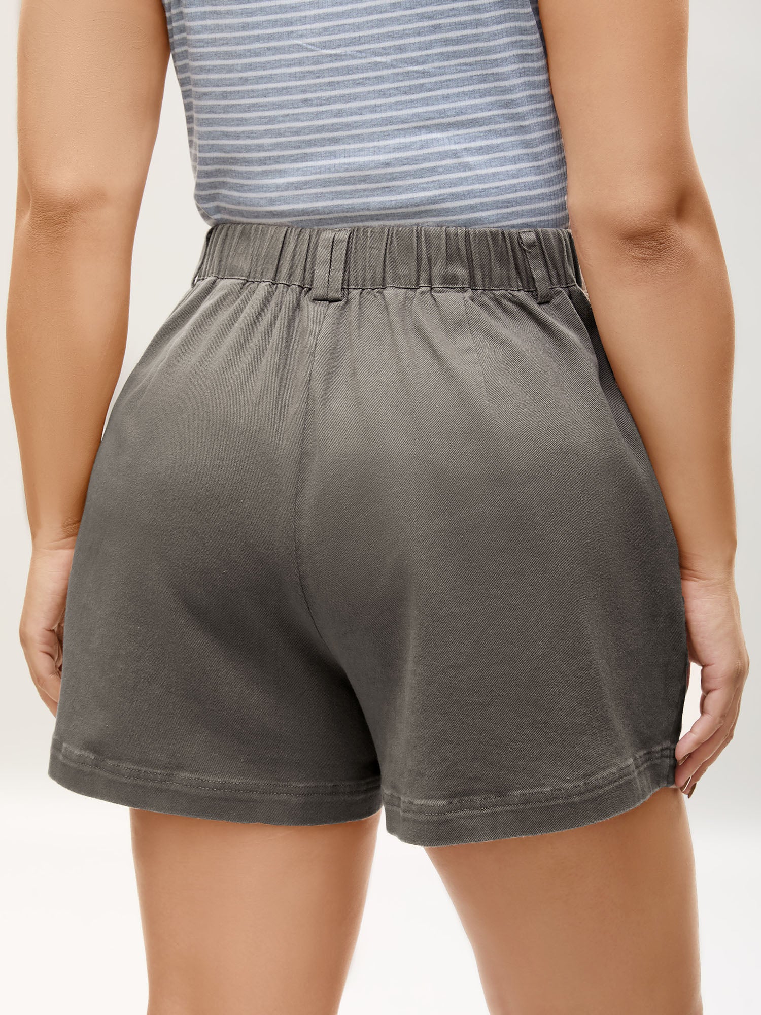 Stretchy Waist Vintage Pockets Shorts-Sweetccc