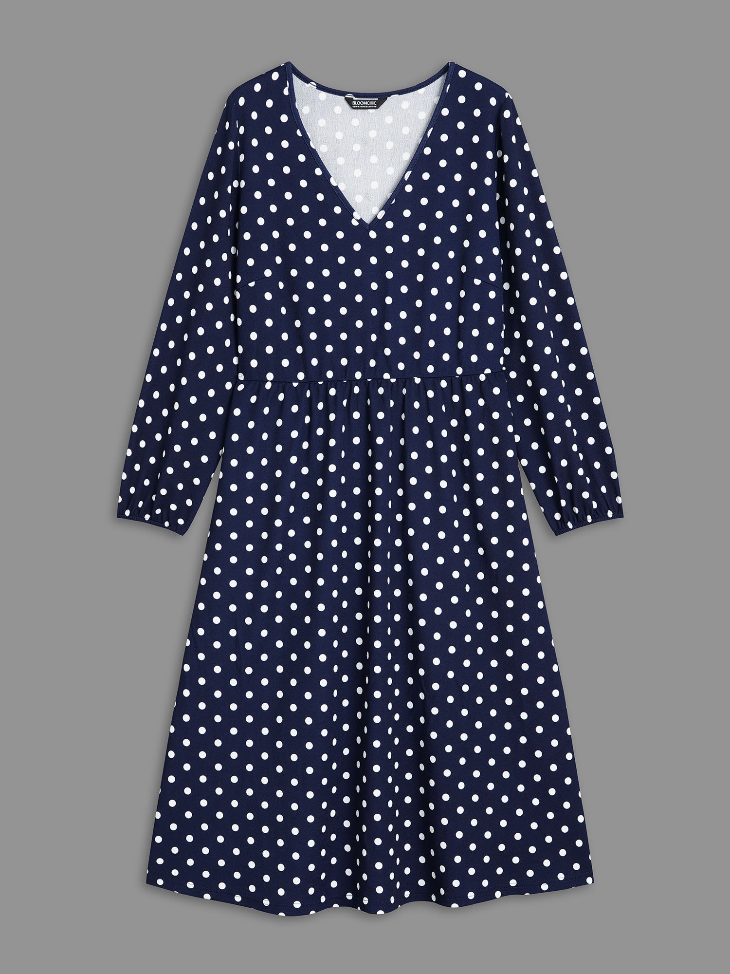 V Neck Polka Dot Midi Dress-Sweetccc