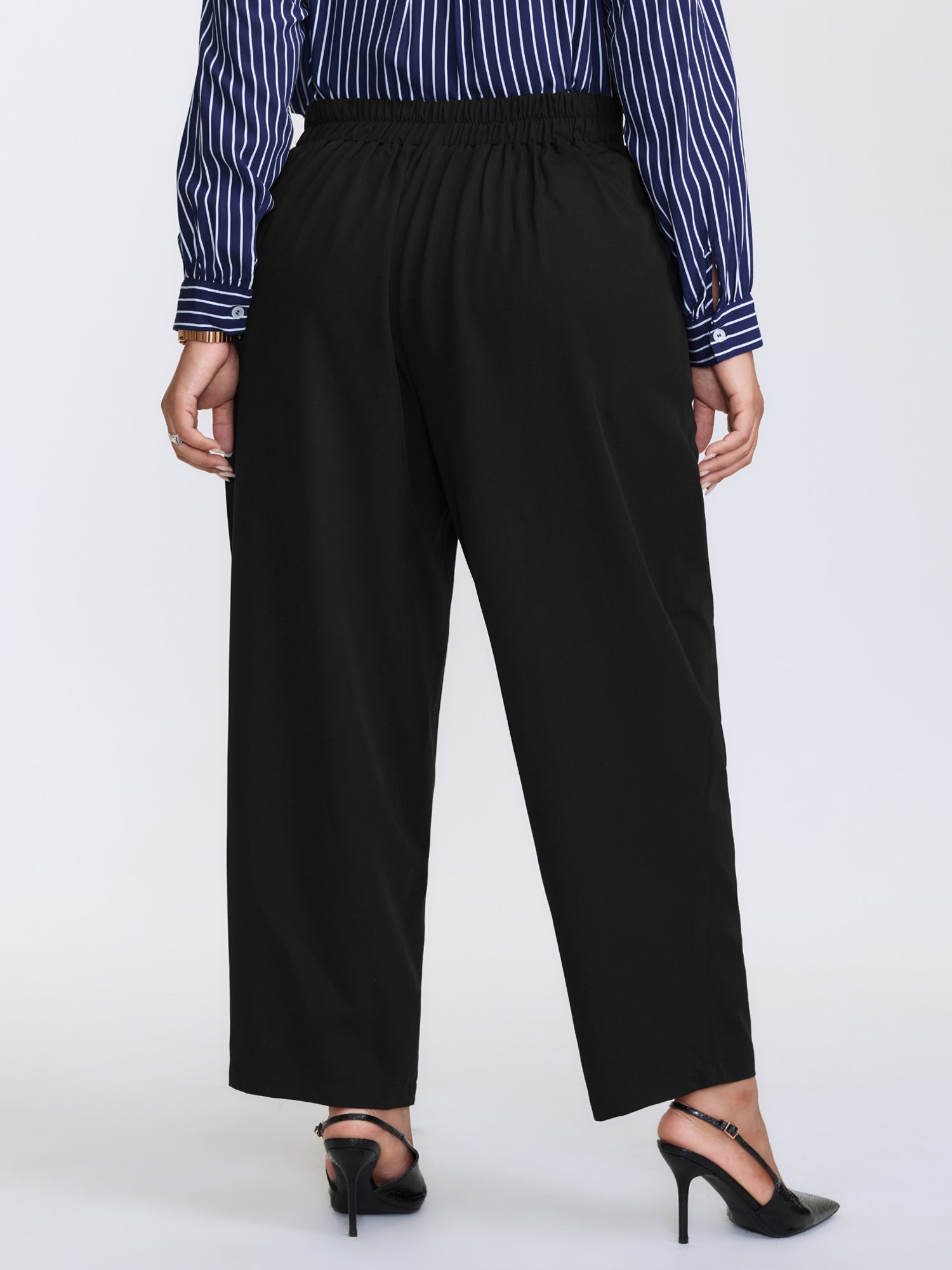 Metal Buckle Split Waistband Pants-Sweetccc