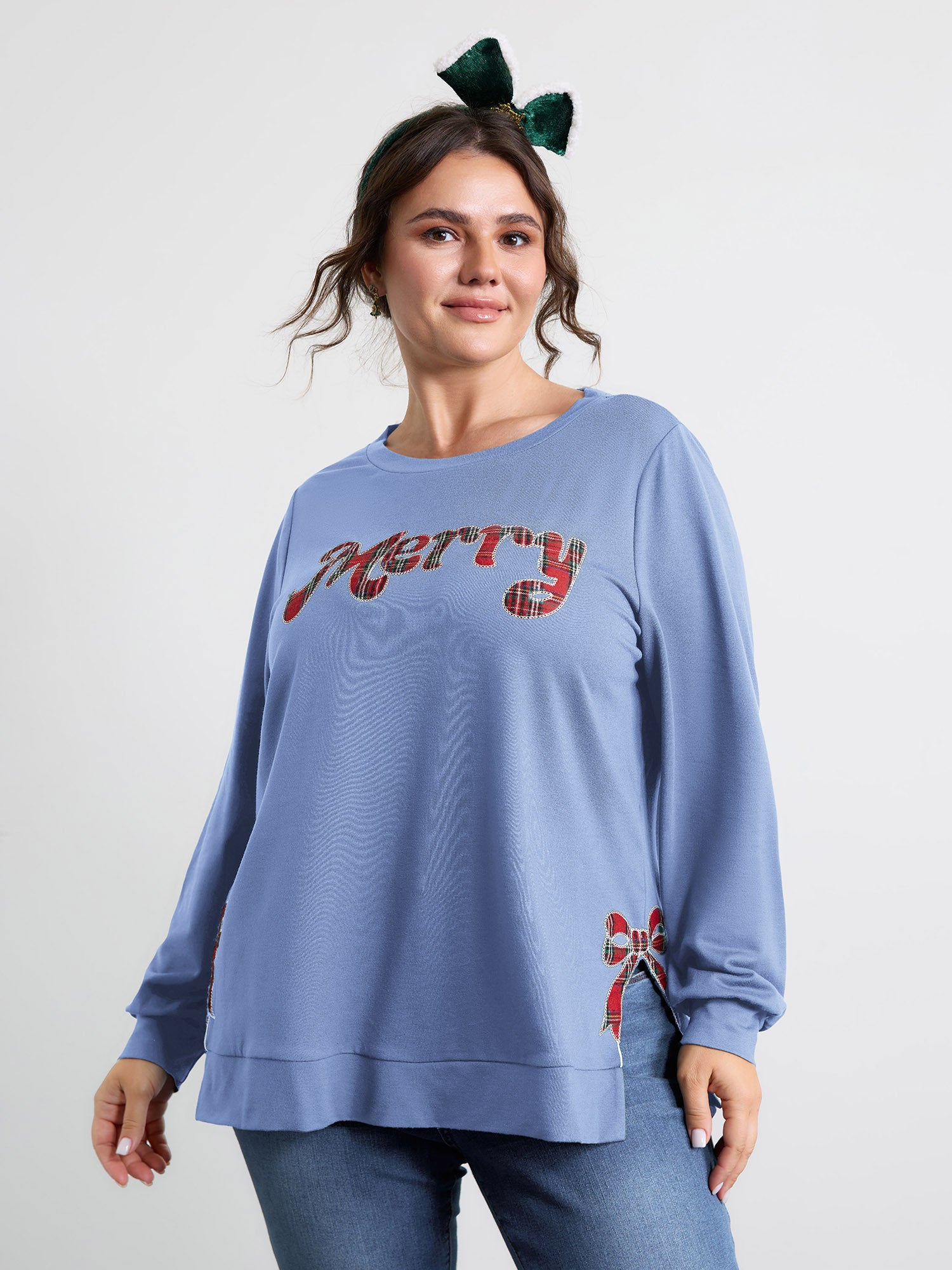Merry Applique Embroidery Sweatshirt-Sweetccc