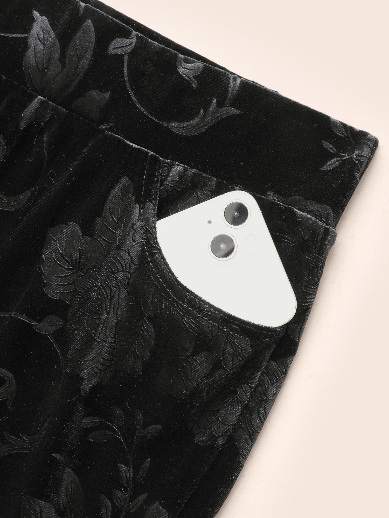 Velvet Floral Mid Rise Bootcut Leggings-Sweetccc