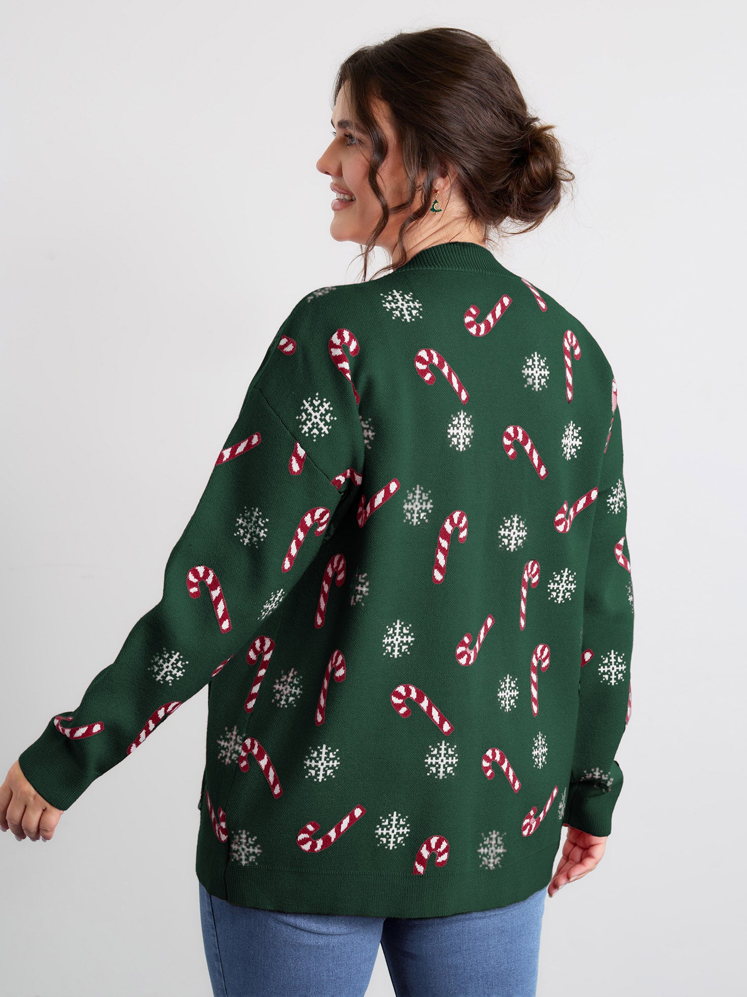 Holiday Candy Patch Pockets Knit Cardigan-Sweetccc