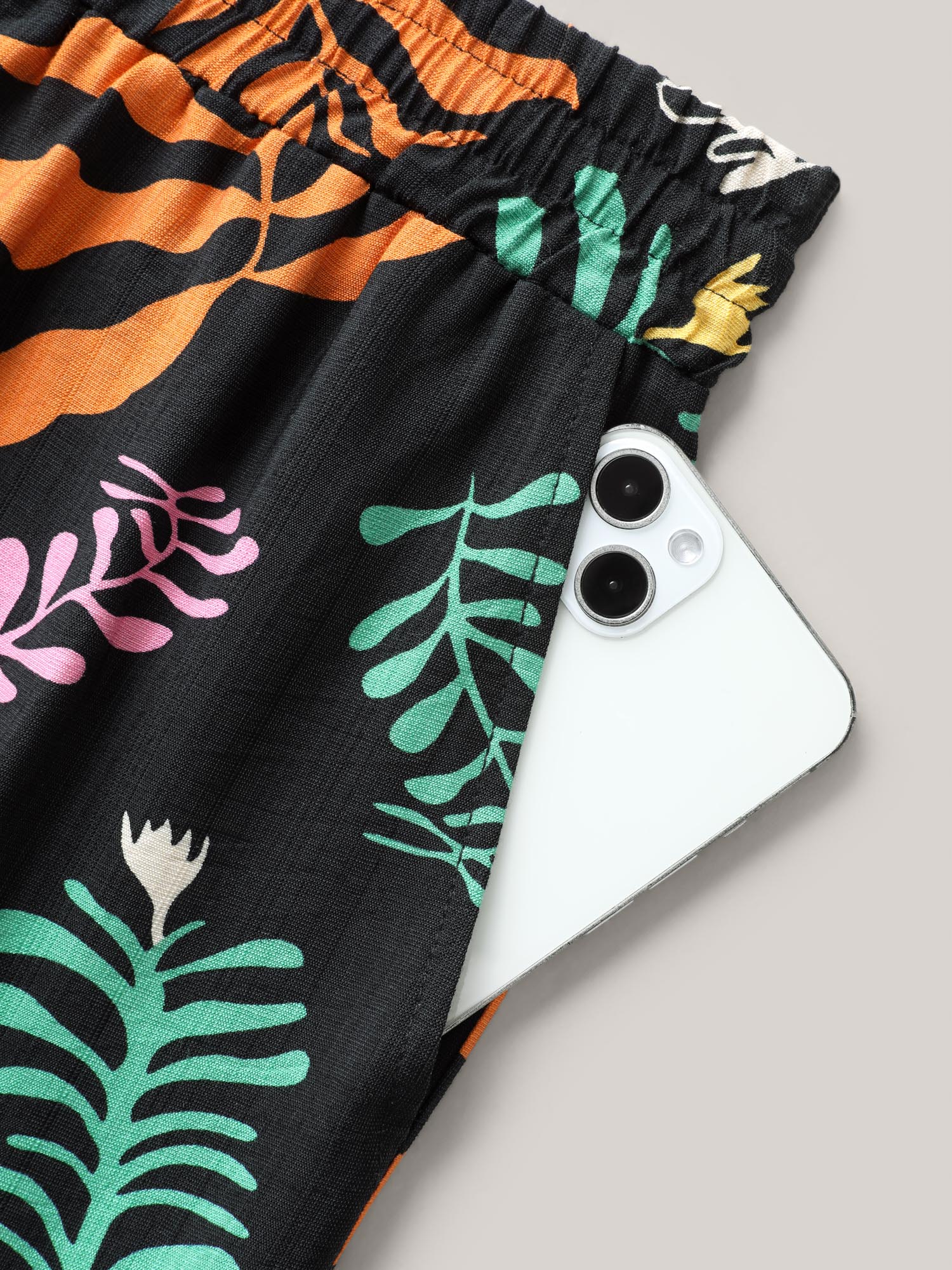 Multi-Color Leaf Print Wide-Leg Pants-Sweetccc