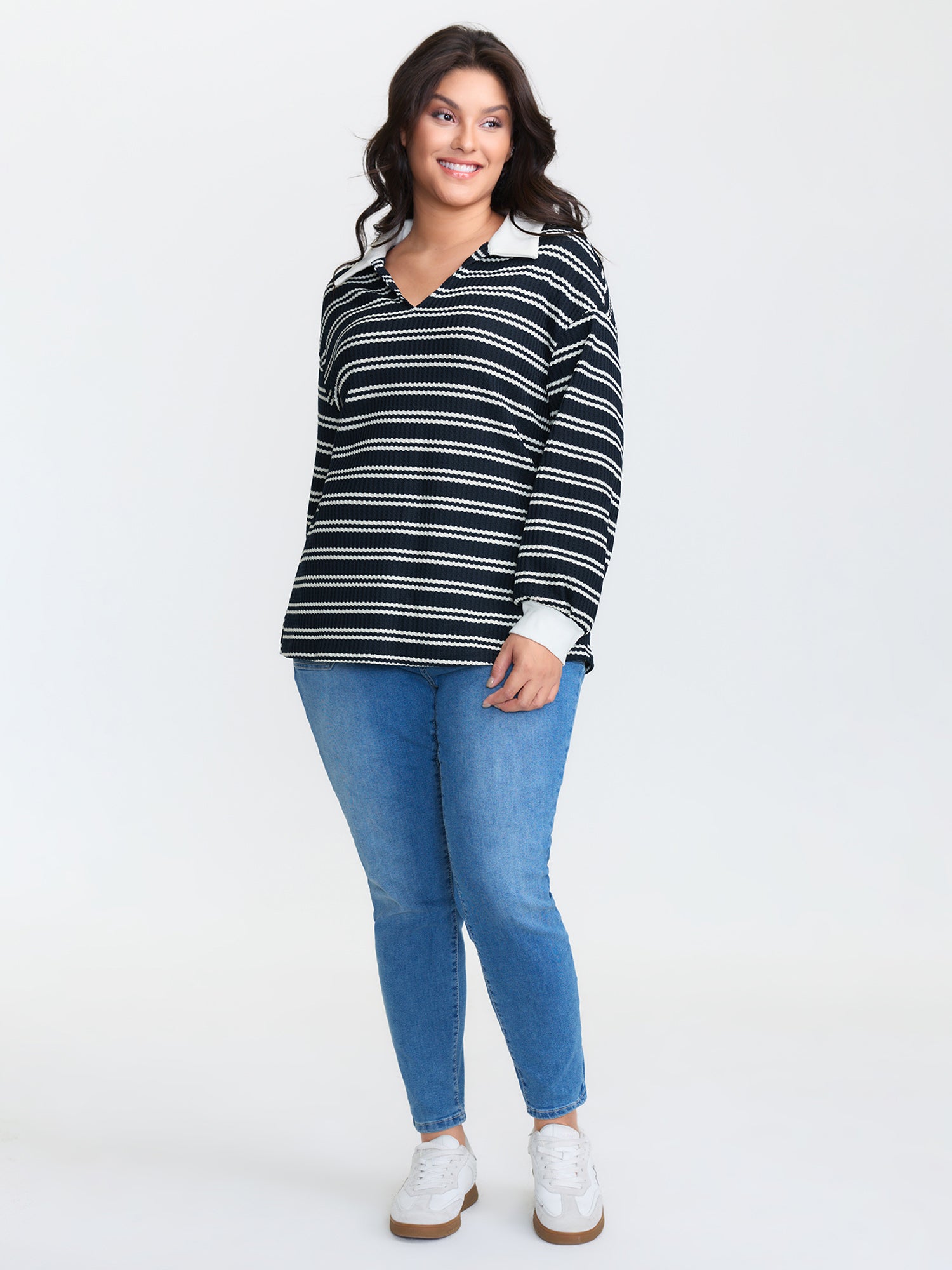 Stripe Print Layered T-Shirt-Sweetccc