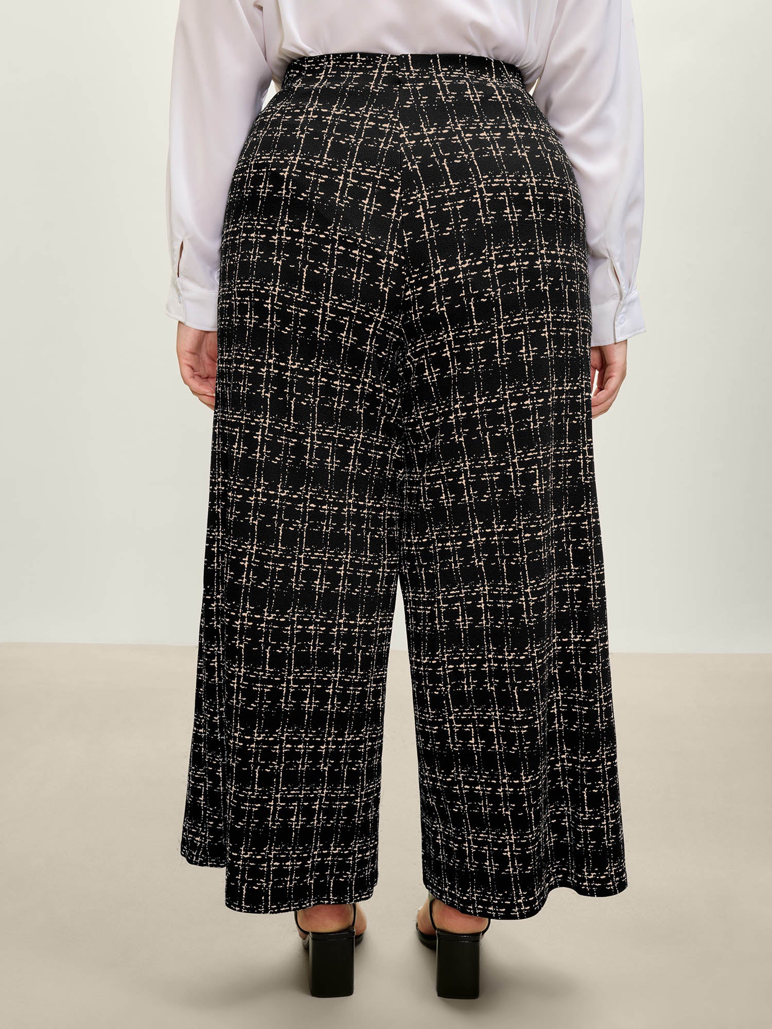 Tweed Texture Wide-Leg Pants-Sweetccc
