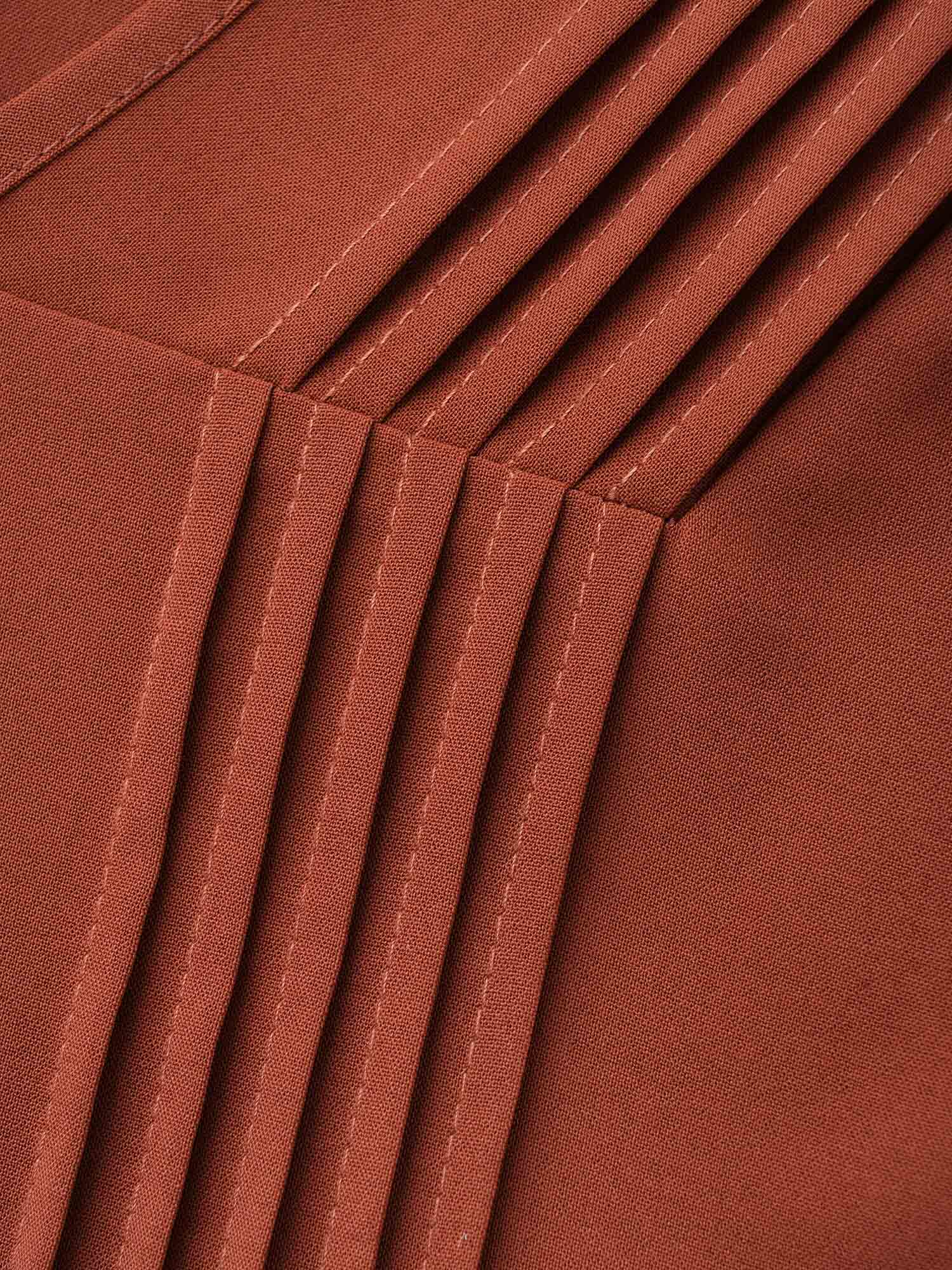 V Neck Pleated Lantern Sleeve Dress-Sweetccc