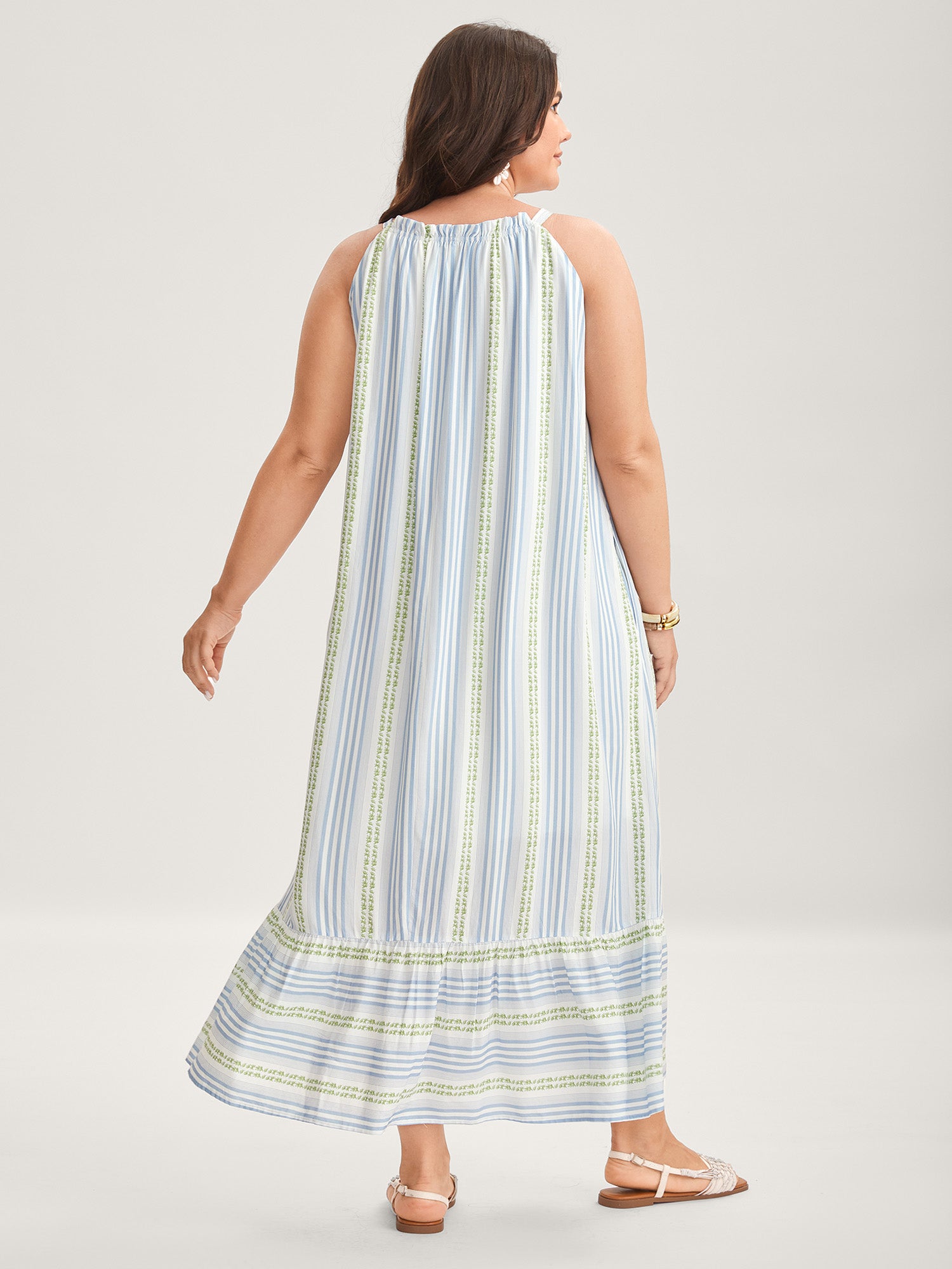 Nautical Stripes Flared Midi Dress-Sweetccc