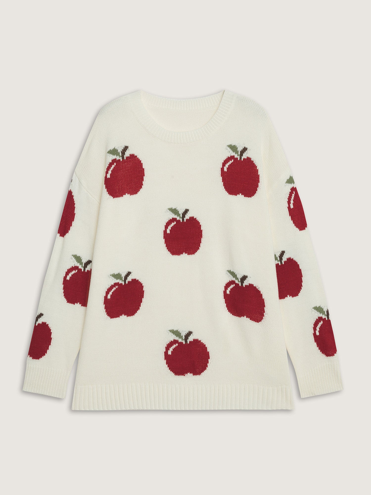 Sweet Apple Print Jacquard Print Pullover-Sweetccc