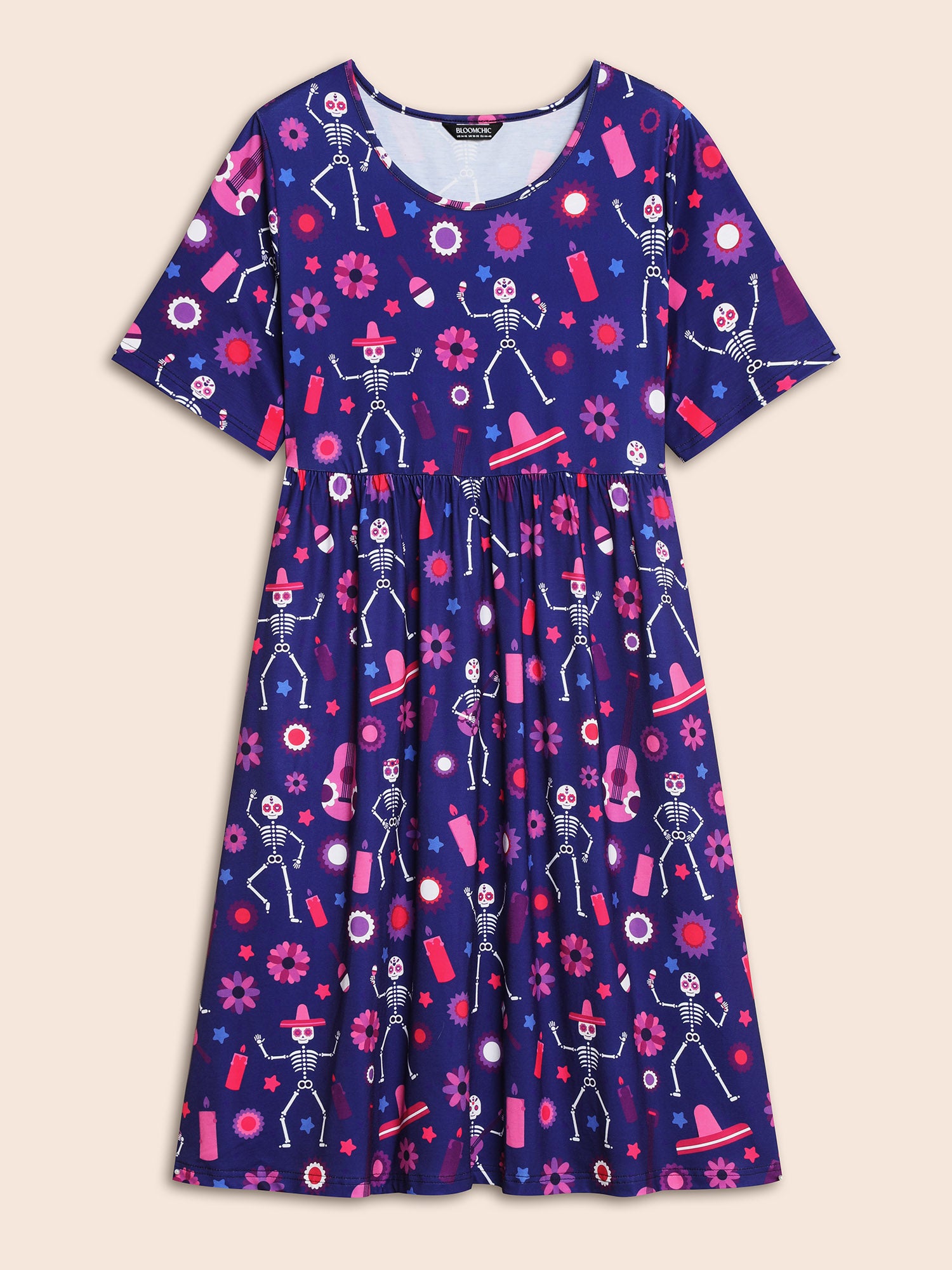 Musical Skeleton Waist-Cinching Dress-Sweetccc