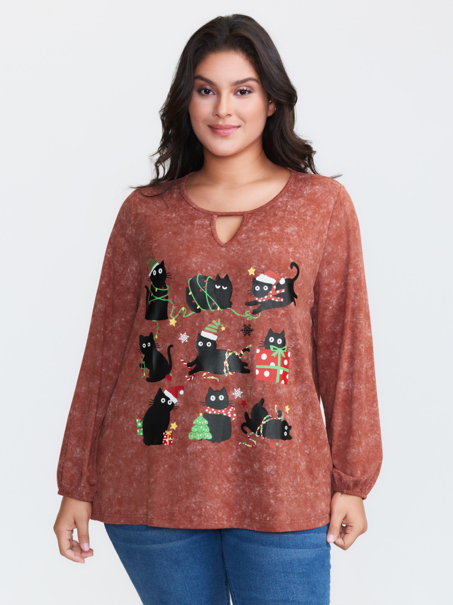 Holiday Cat Snowflake Effect T-Shirt-Sweetccc