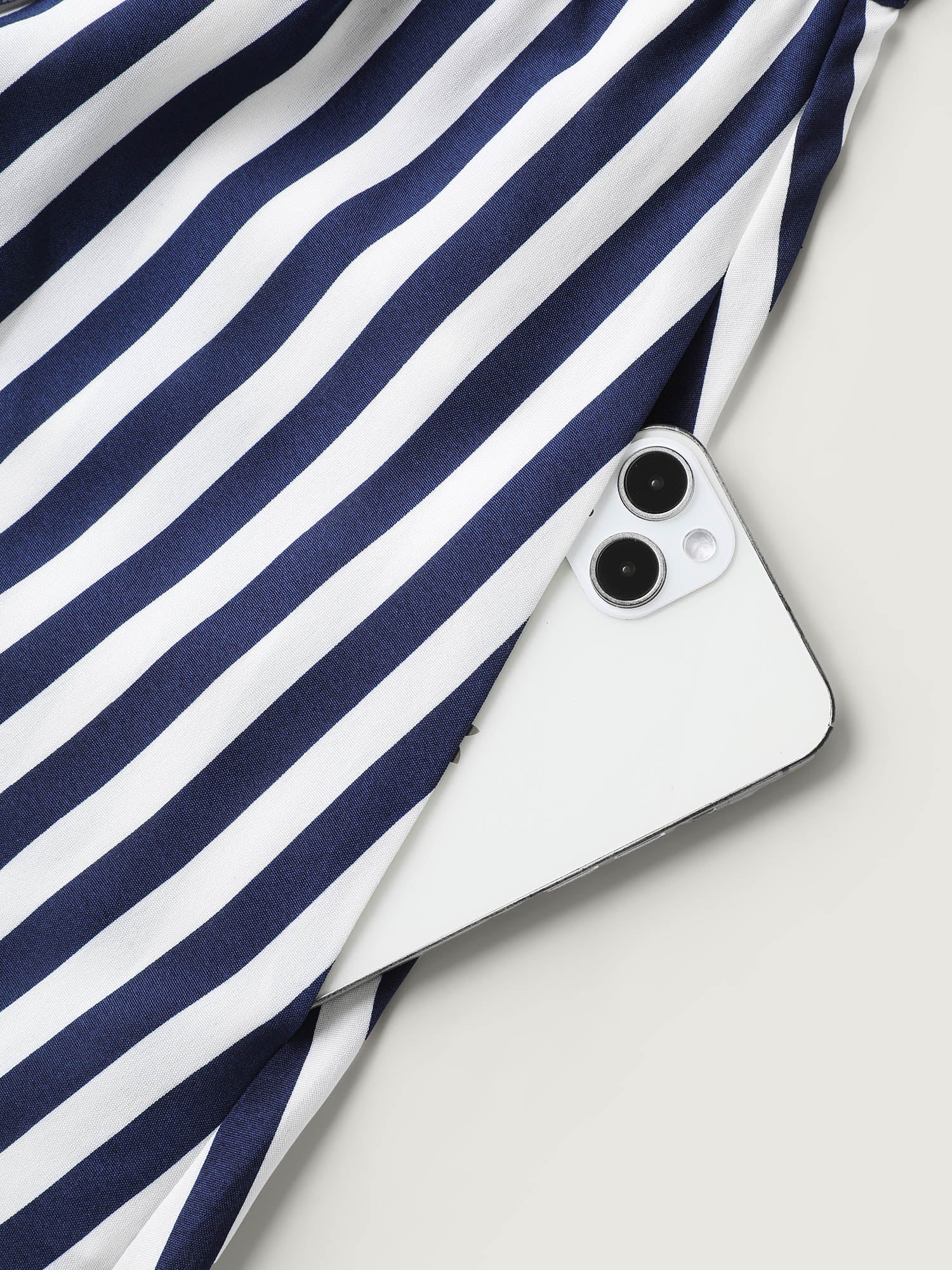 Irregular Stripes High-Waist Pockets Midi Dress-Sweetccc