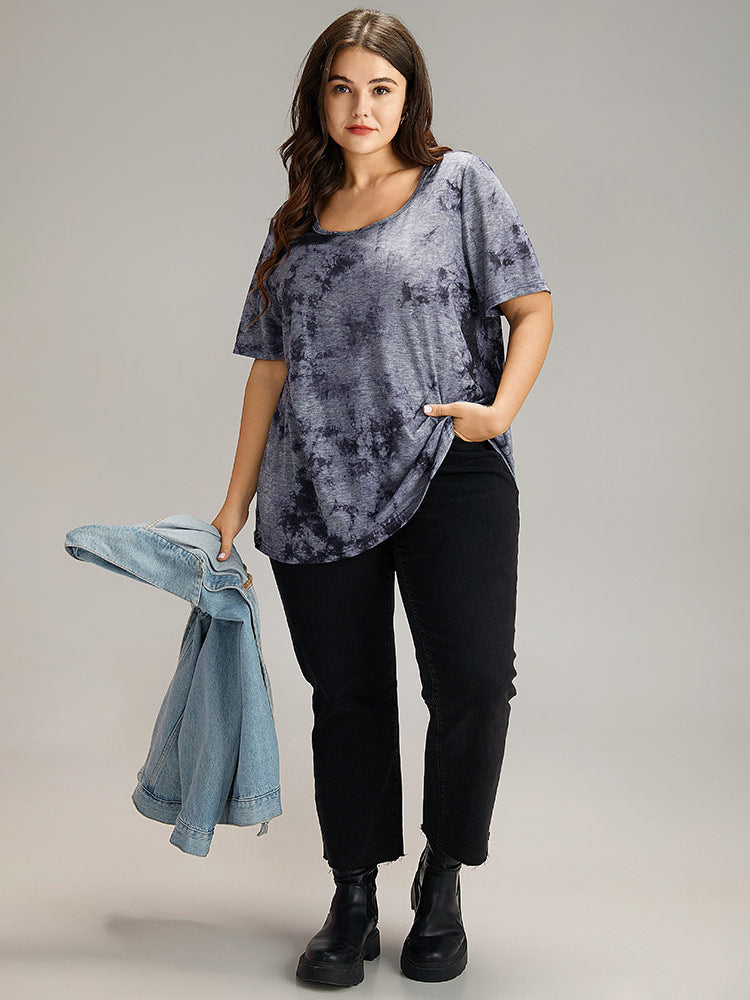 Tie Dye Square Neck T-shirt-Sweetccc