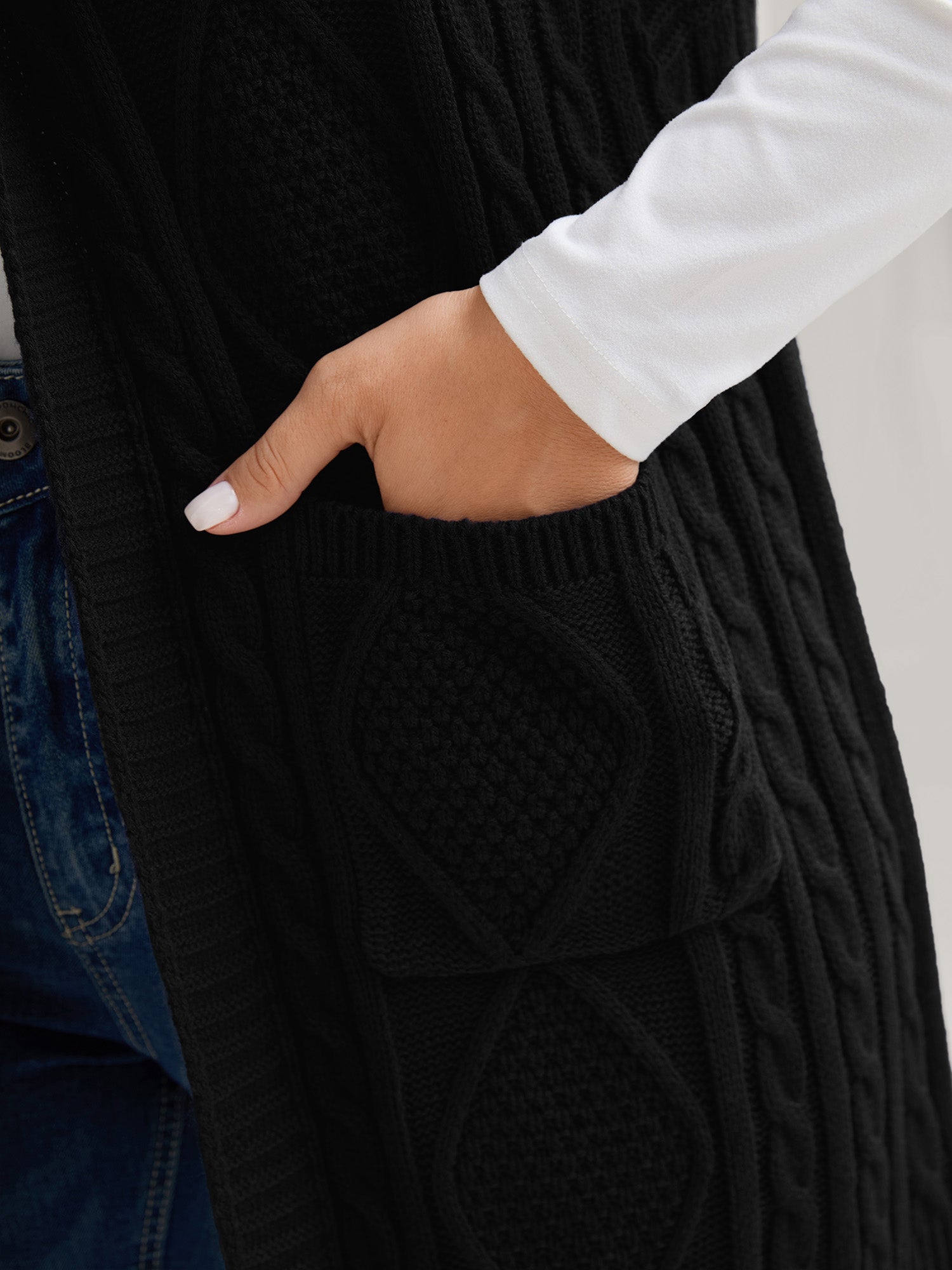 Twisted Hooded Sleeveless Knit Cardigan-Sweetccc