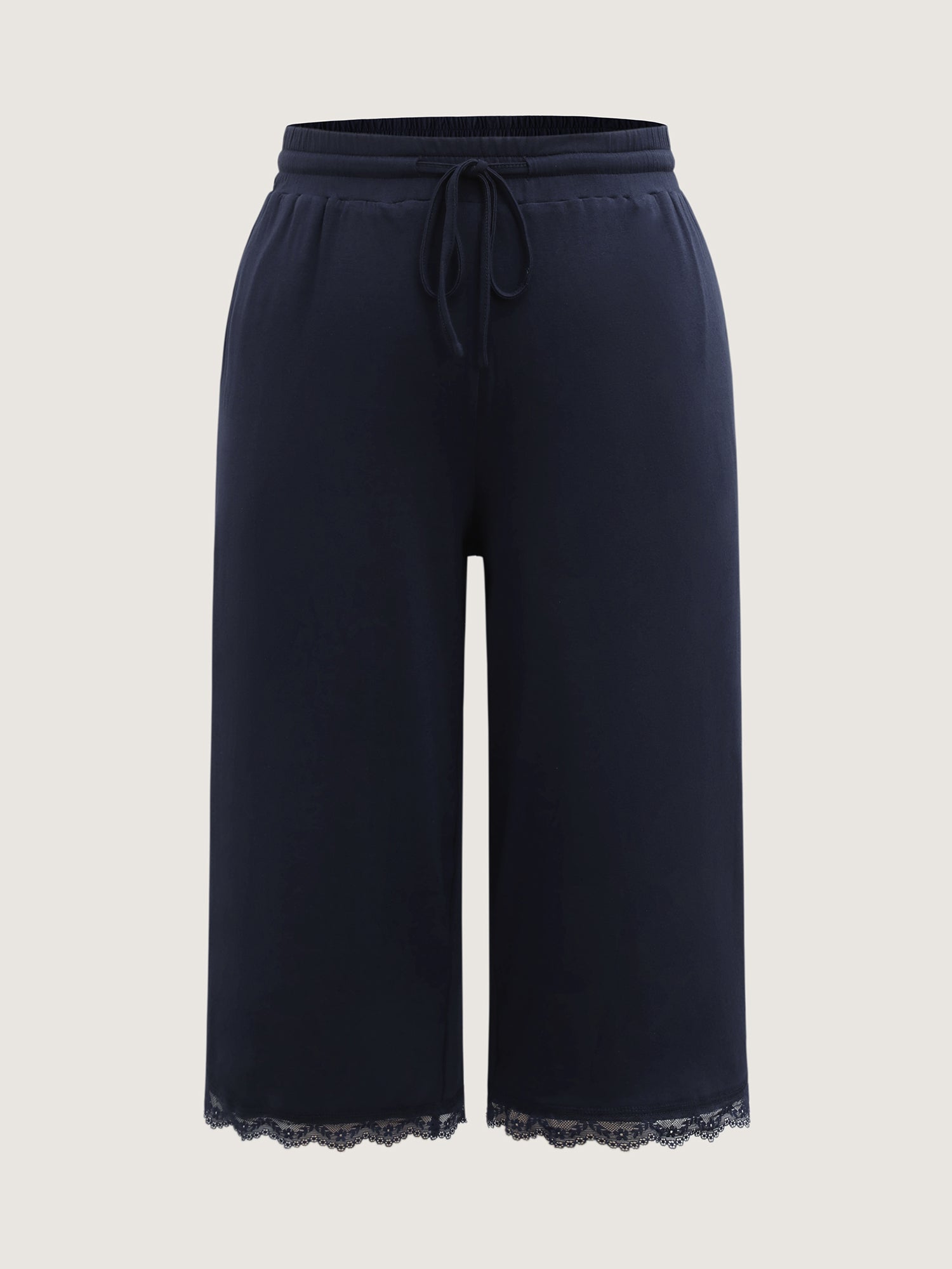 Stretchy Lace Trim Drawstring Lounge Pants-Sweetccc