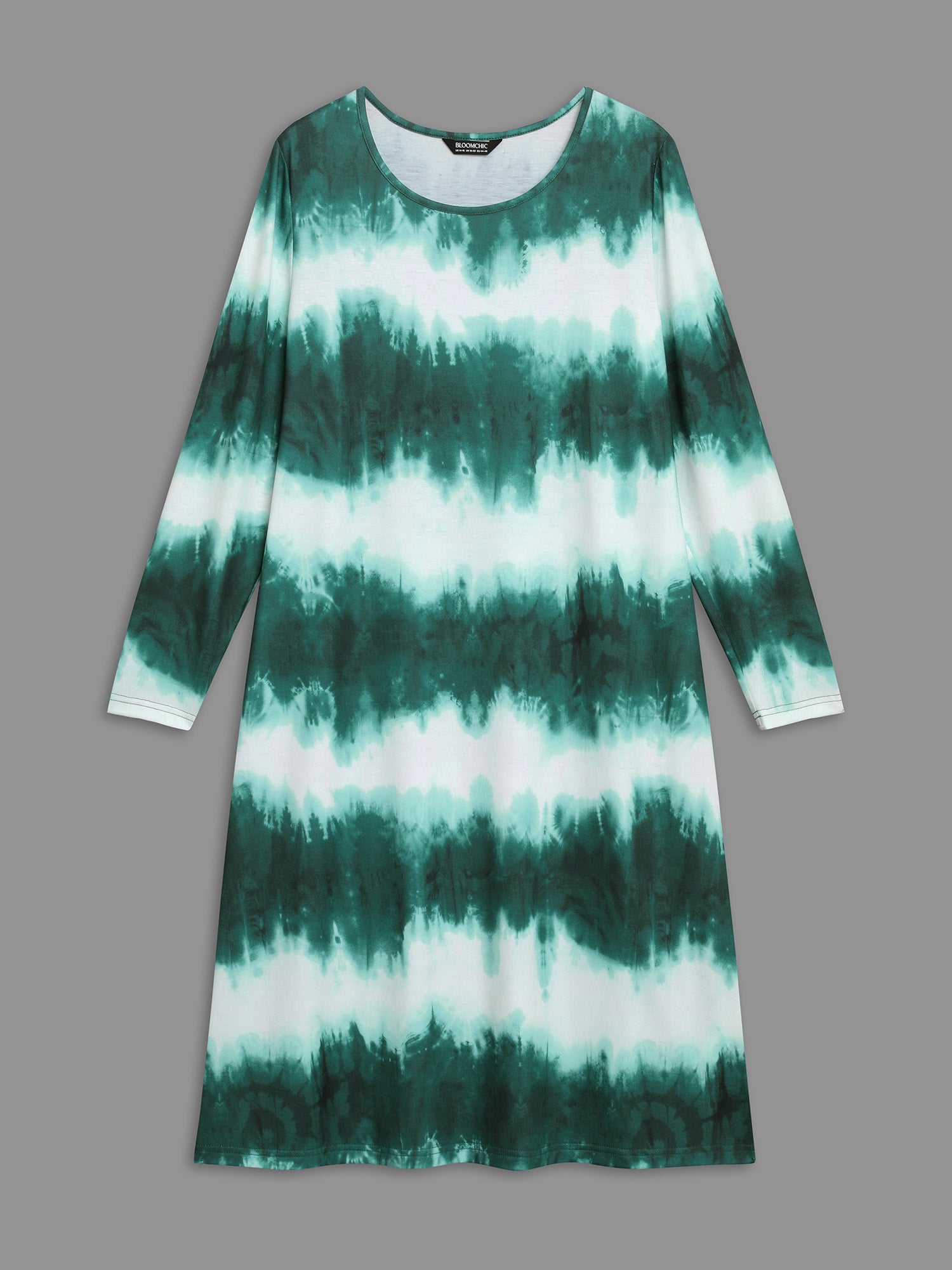 Tie-Dye Round Neck Midi Knit Dress-Sweetccc