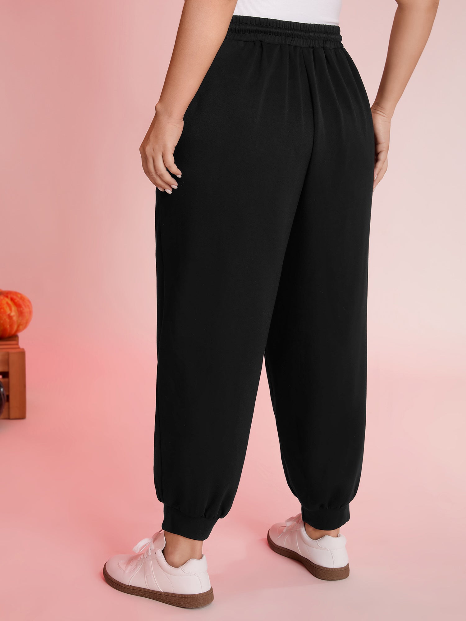 Ghost Motif Cuffed Jogger Pants-Sweetccc