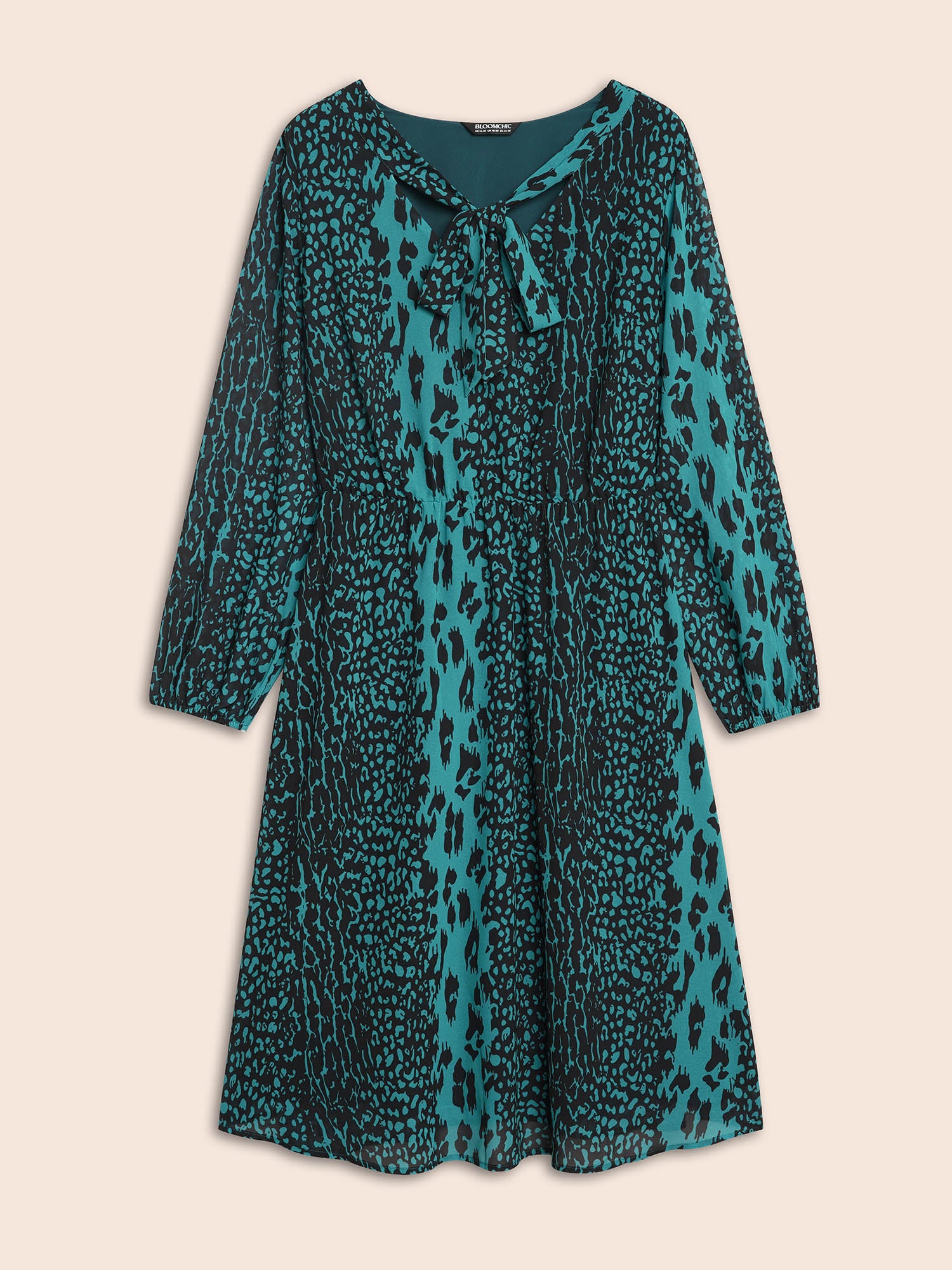 Leopard Print Elastic Waist Tie Knot Dress-Sweetccc