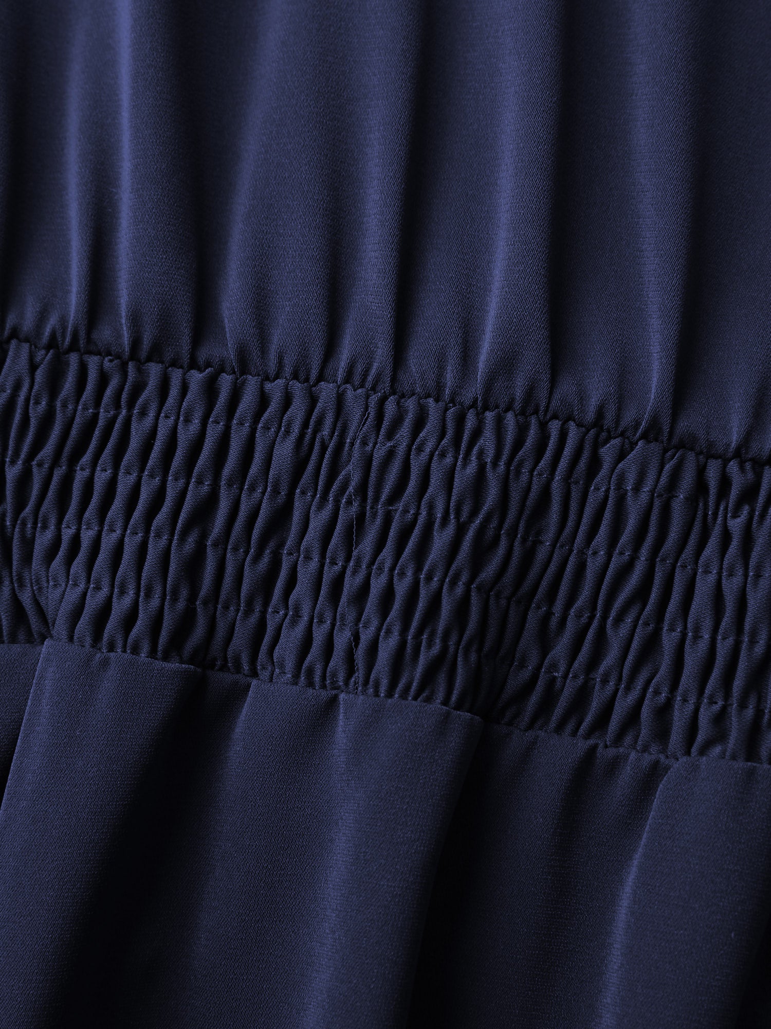 Neck-Tie Lantern Sleeve Shirred Midi Dress-Sweetccc