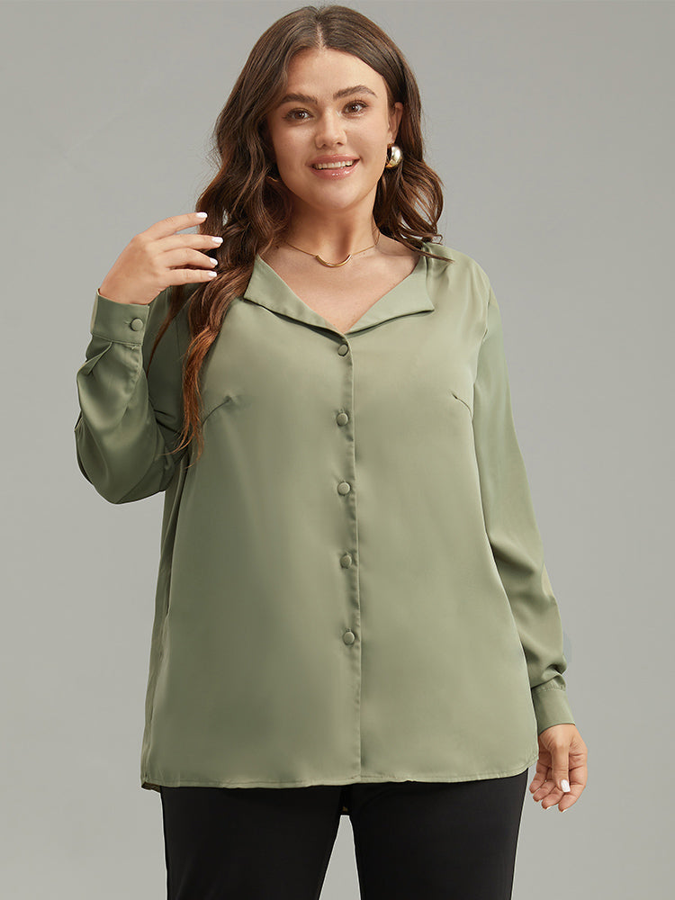 Lapel Collar Button Up Blouse-Sweetccc