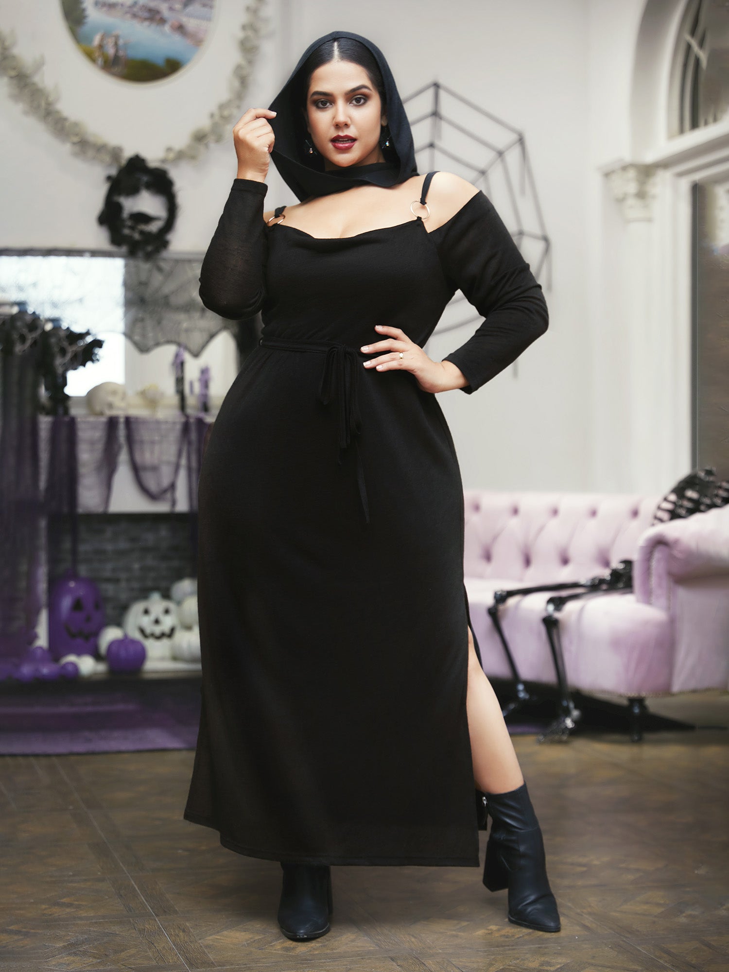 Obsidian Side Slit Accents Maxi Dress-Sweetccc