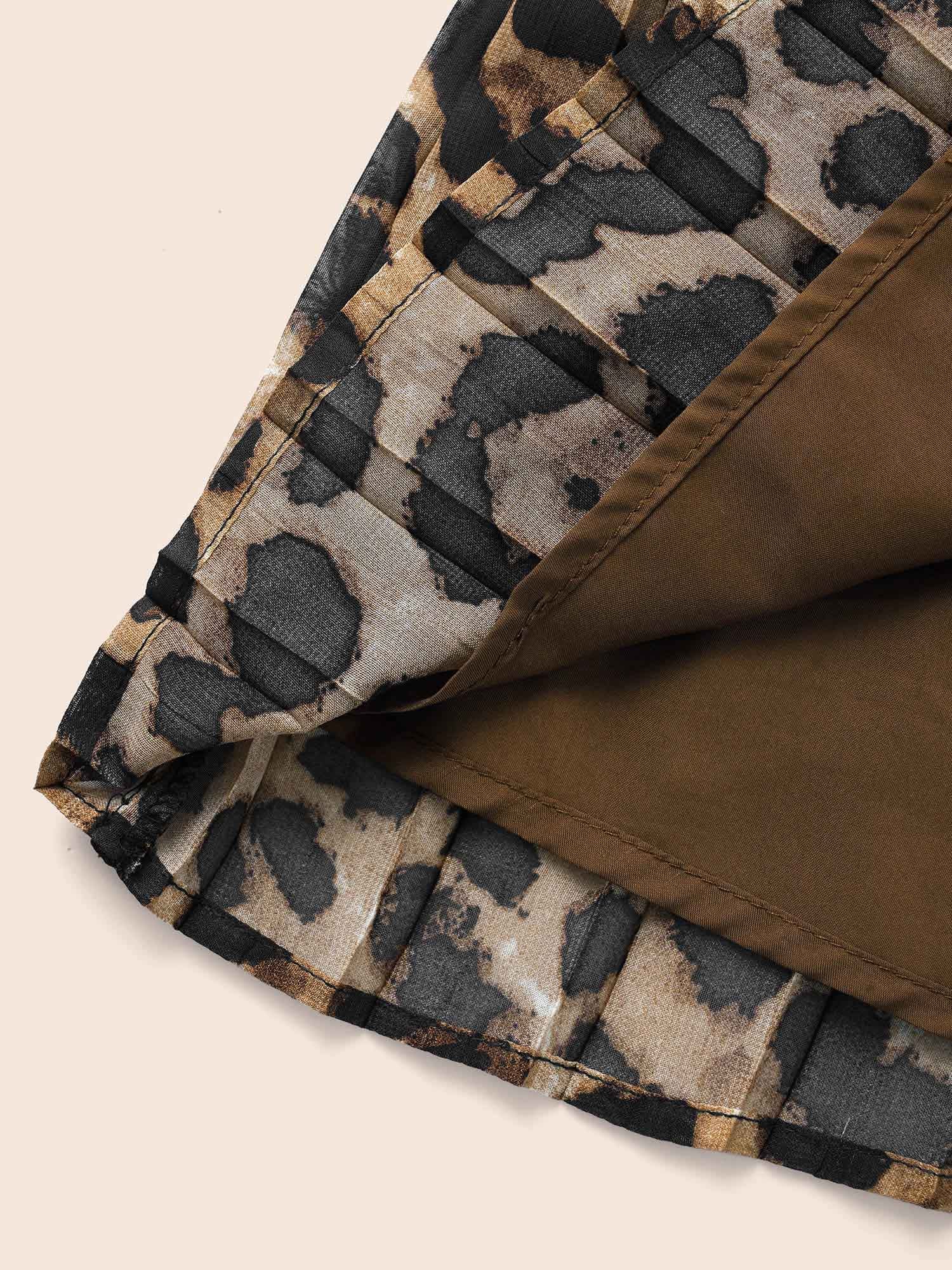 V Neck Leopard Print Patchwork Dress-Sweetccc