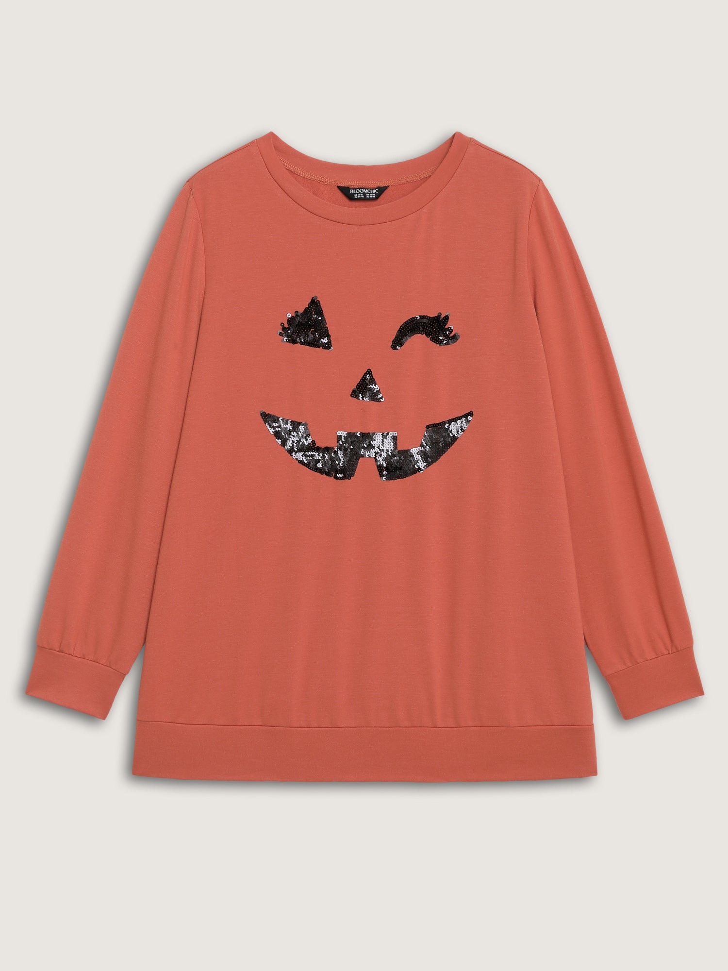 Supersoft Pumpkin Spice Sequin Embroidery Sweatshirt-Sweetccc