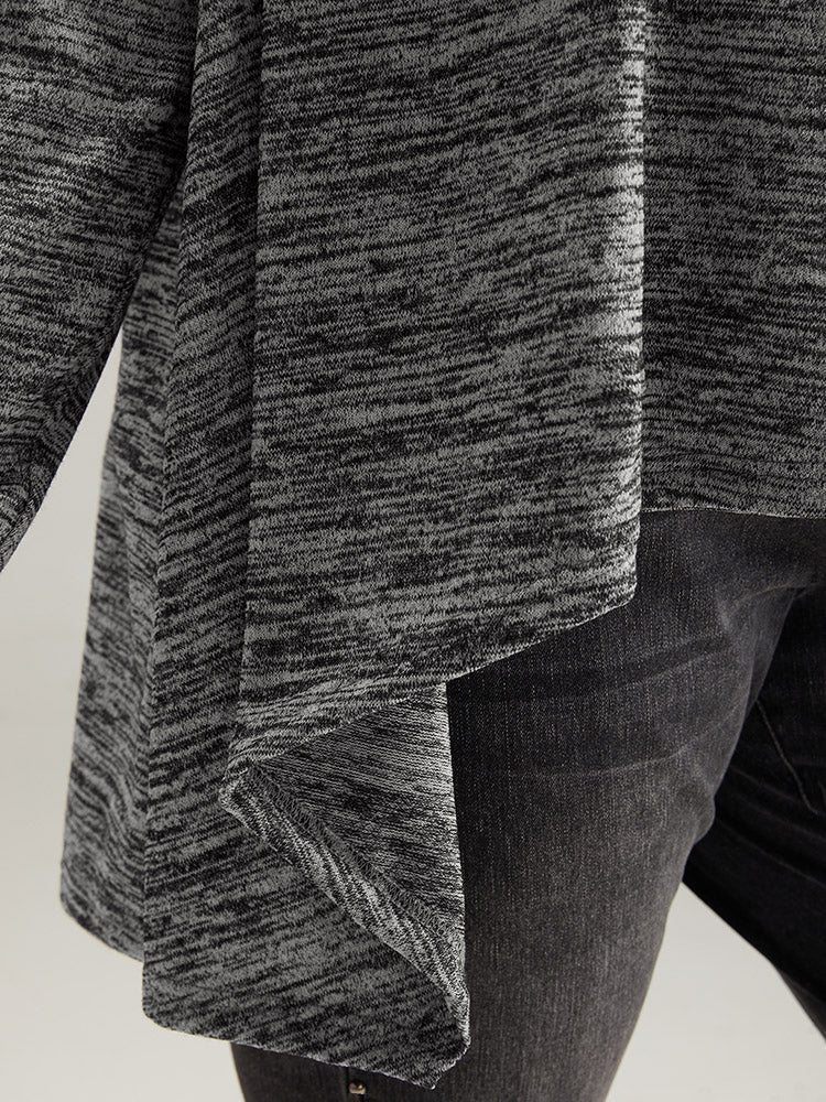 Supersoft Essentials Solid Heather Asymmetrical Hem Kimono-Sweetccc