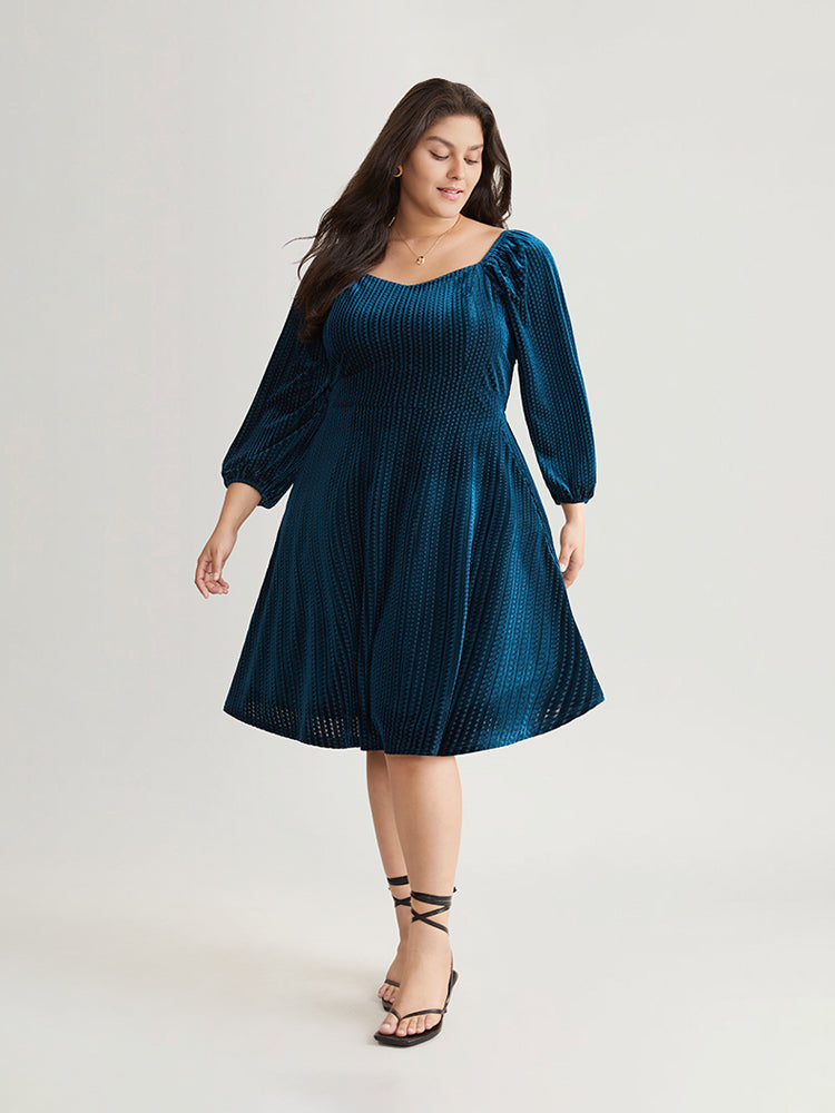 Velvet Plisse Pocket Square Neck Dress-Sweetccc