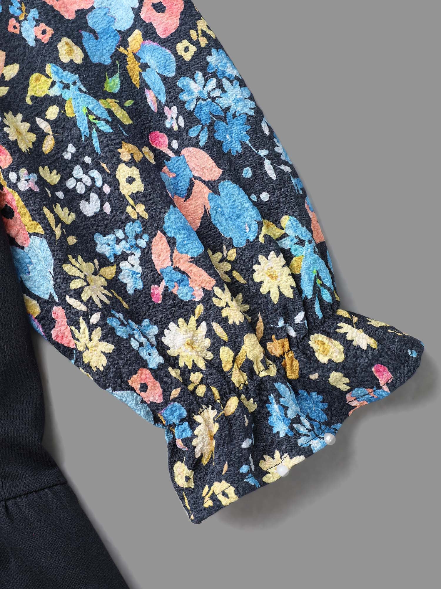 Floral Spliced Tiered Hem T-Shirt-Sweetccc