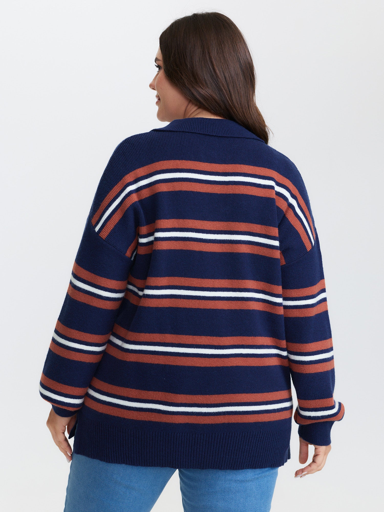 Supersoft Stripes Polo Collar Pullover-Sweetccc