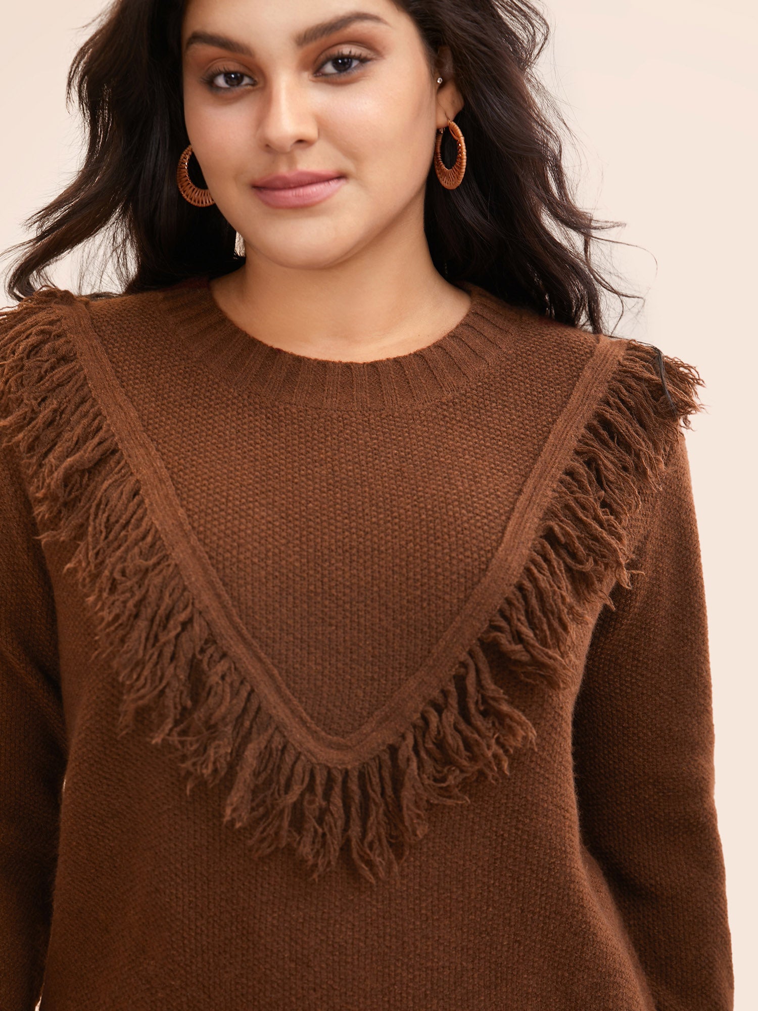 Tassel-Front High Neck Pullover-Sweetccc