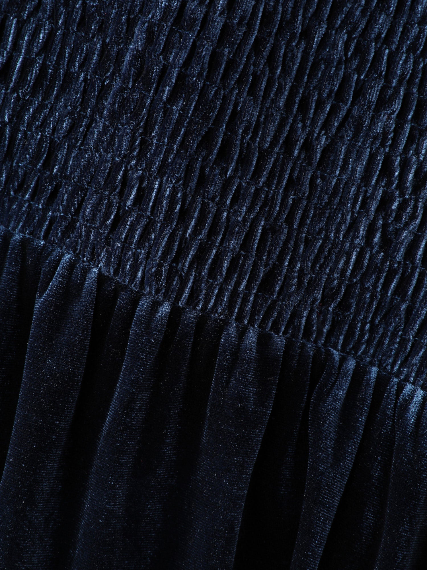 Velvet Lace Trim Stitch Shirred Midi Dress-Sweetccc