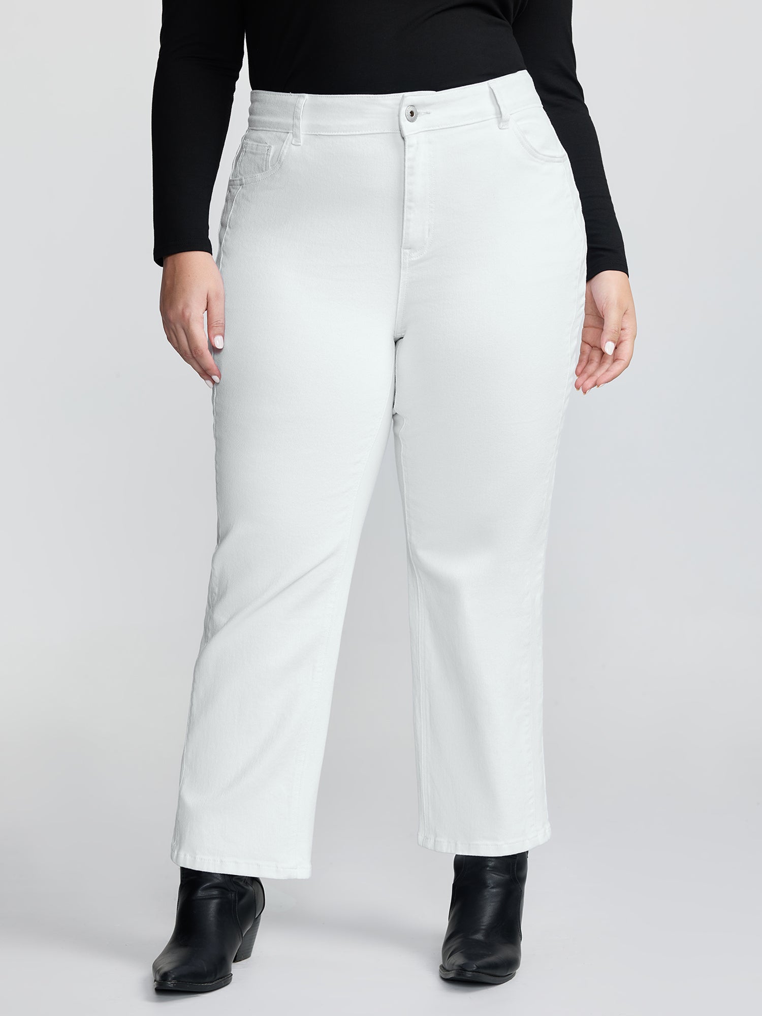 Stretchy Straight-Leg Jeans-Sweetccc