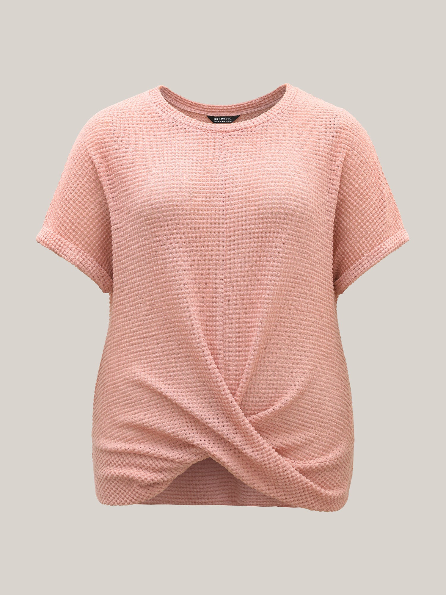 Stretchy Hem Twist Textured Plain T-Shirt-Sweetccc