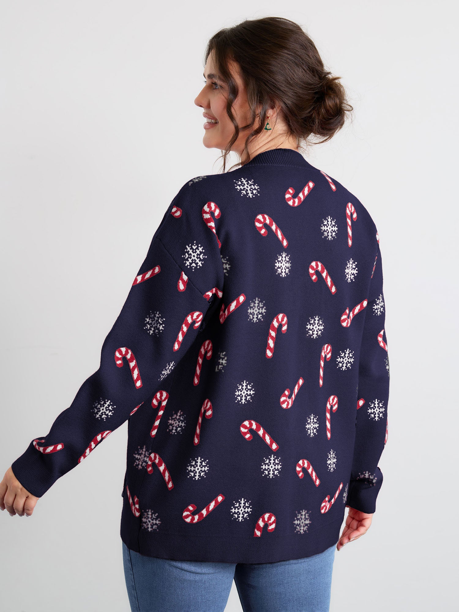 Holiday Candy Patch Pockets Knit Cardigan-Sweetccc