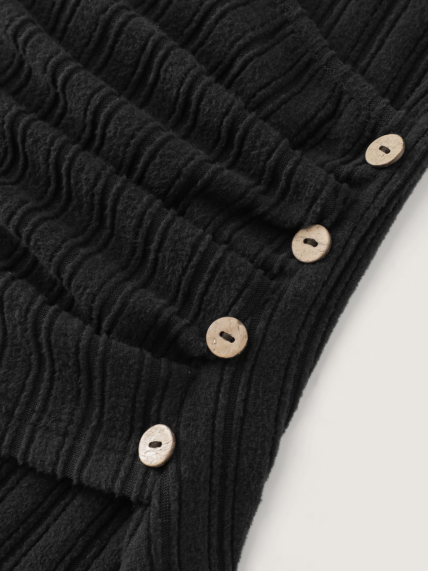 Textured Stretchy-Fit Buttons T-Shirt-Sweetccc