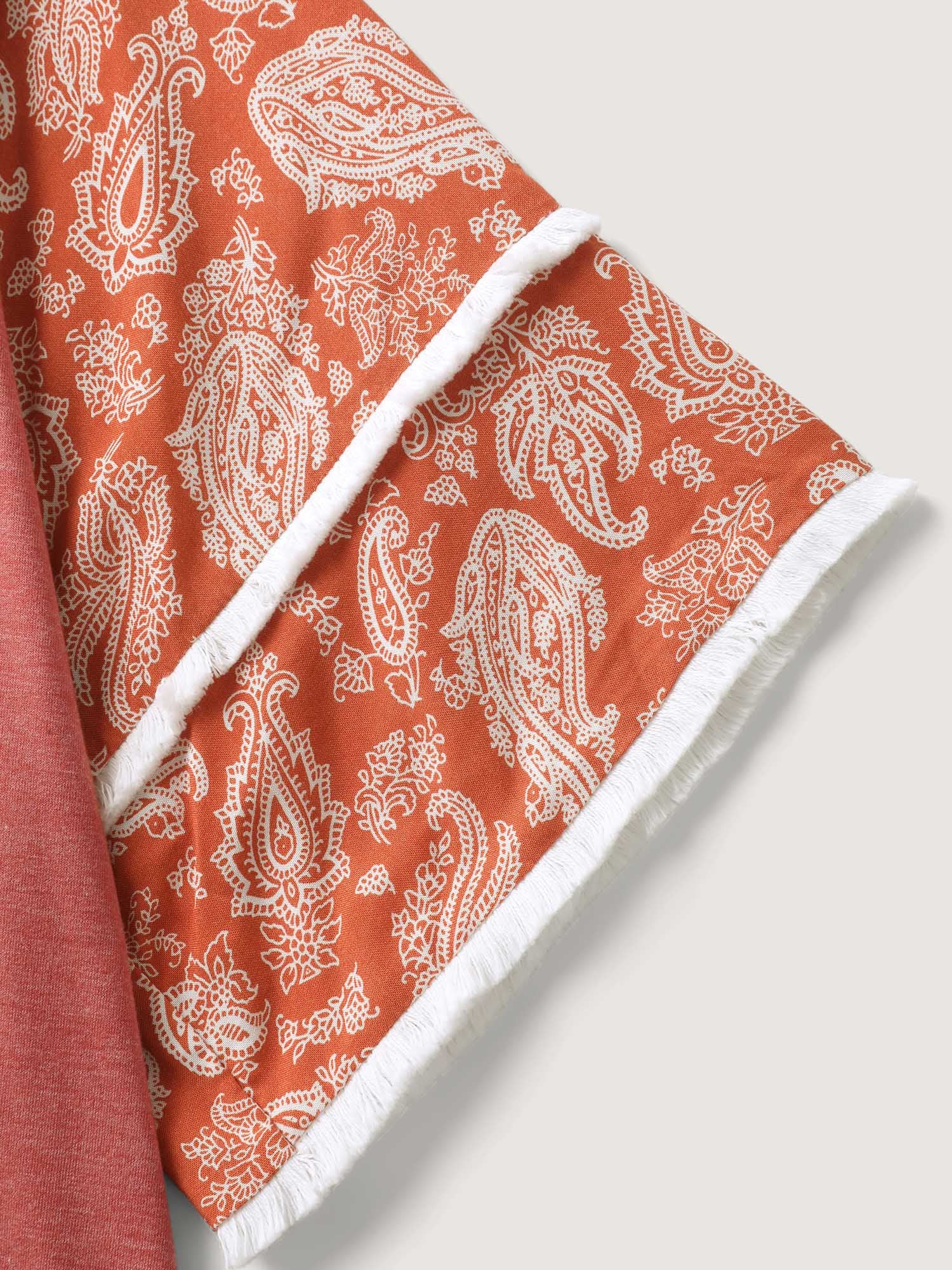 Supersoft Rayon Tassel Paisley Sleeve T-Shirt-Sweetccc