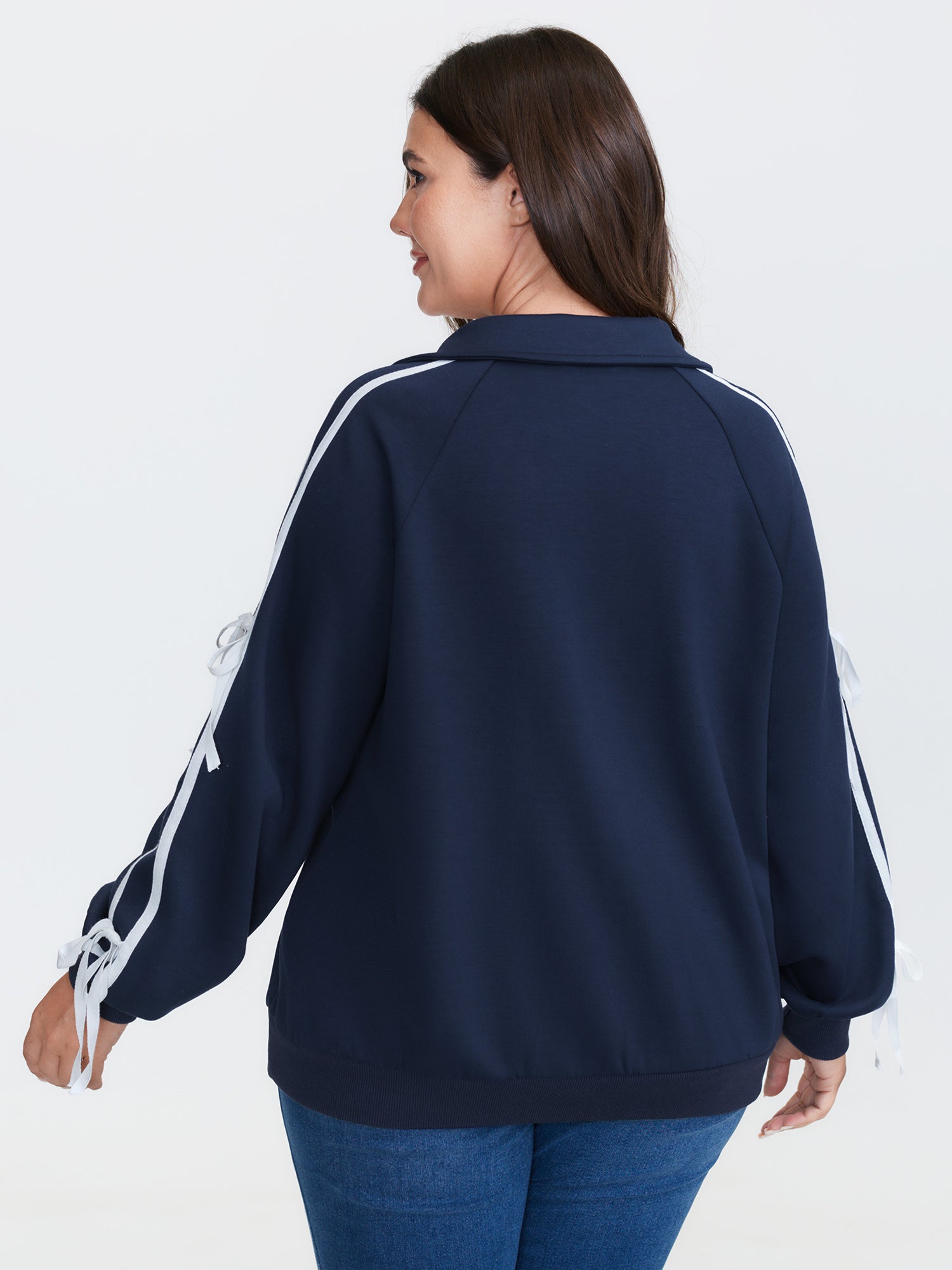 Supersoft Ribbon Detail Contrast Sweatshirt-Sweetccc