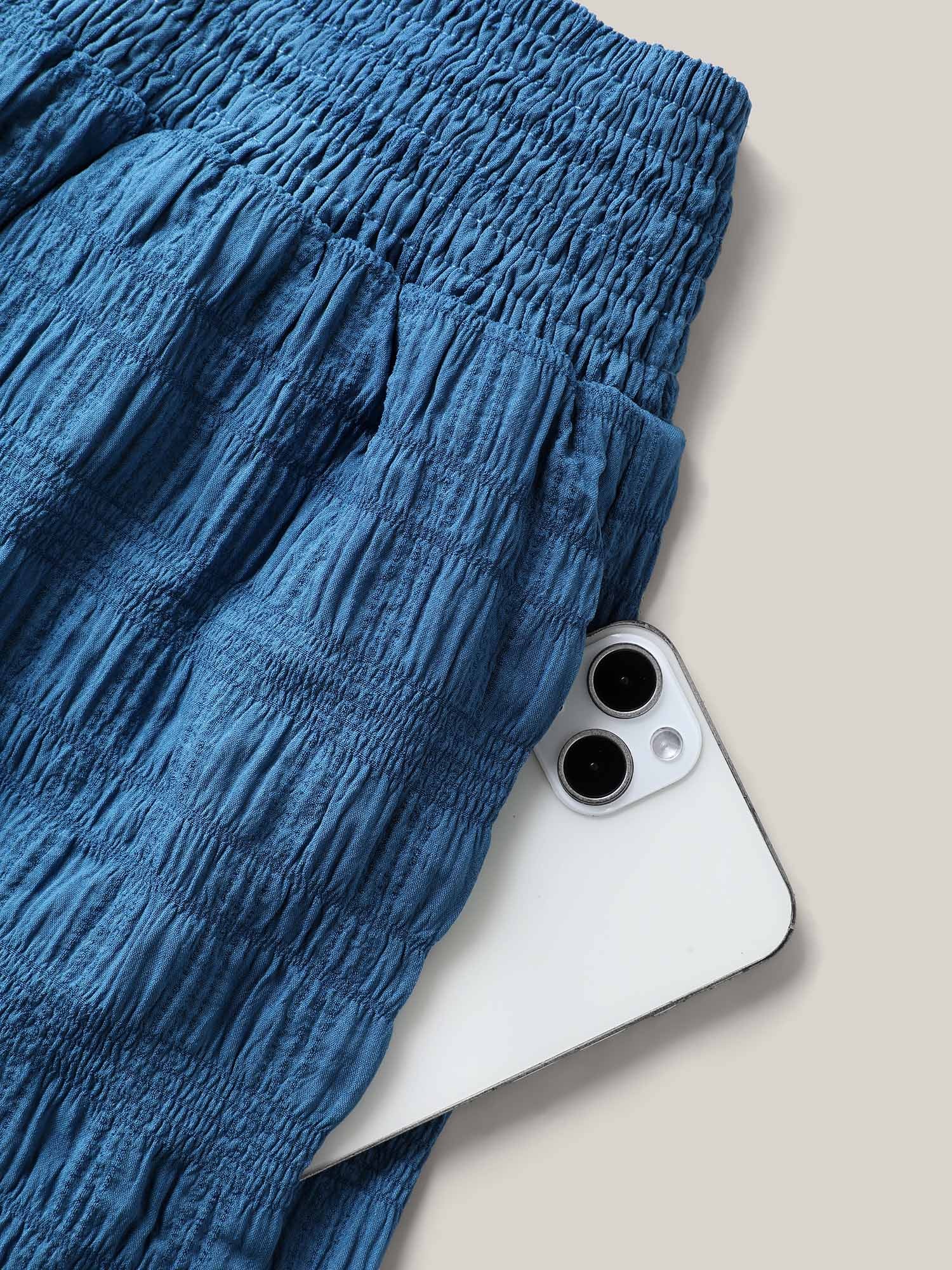 Textured Shirred Waist Tie Shorts-Sweetccc