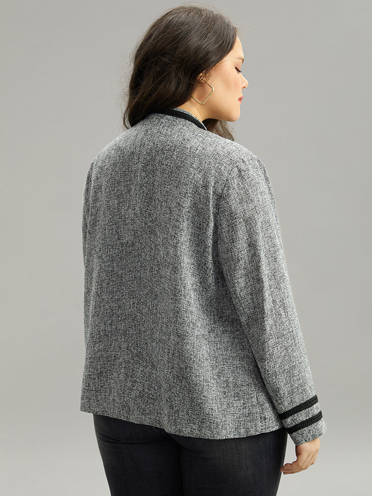 Textured Metal Detail Contrast Trim Coat-Sweetccc