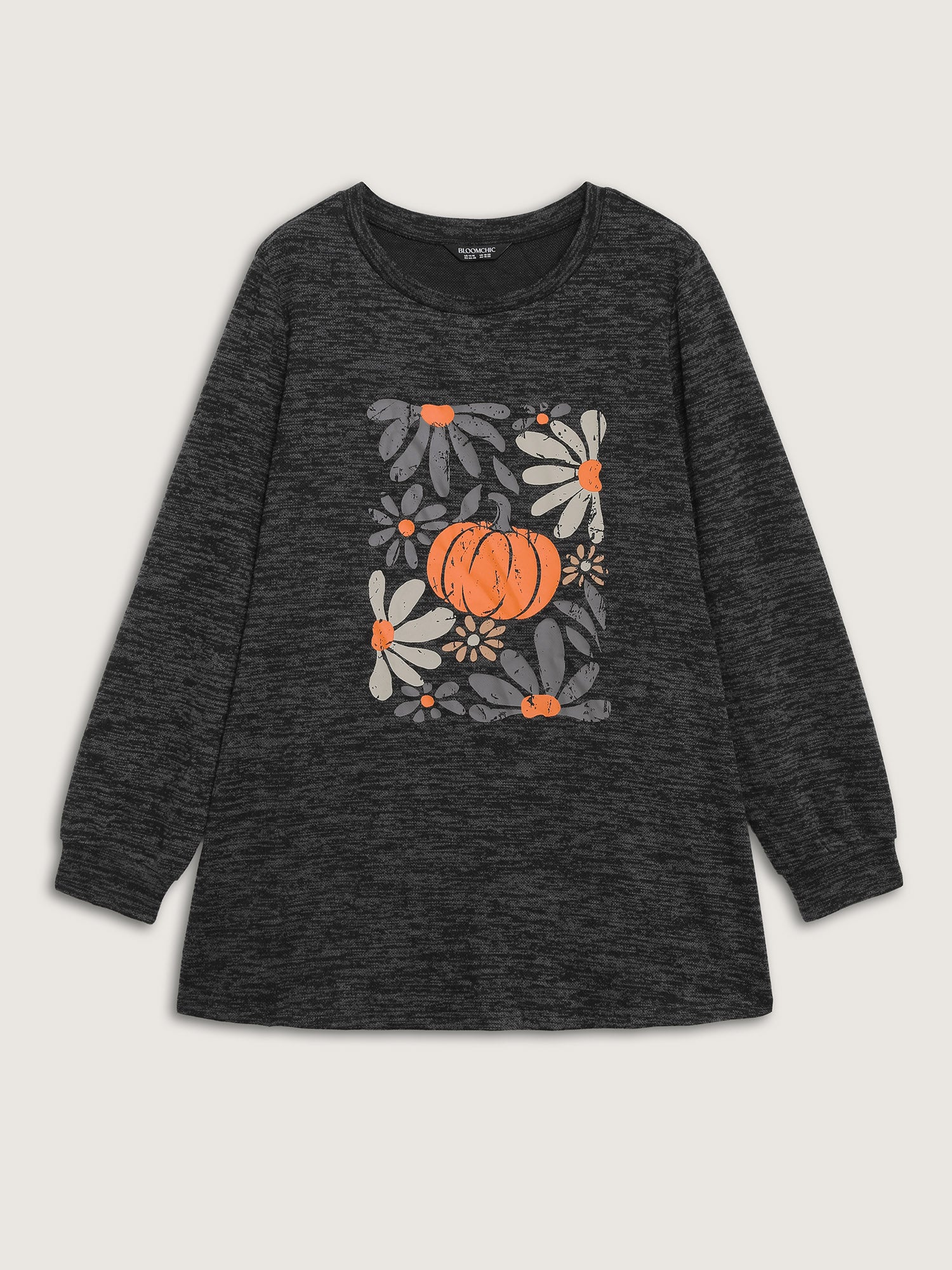 Halloween Pumpkin Floral Pockets Tunic Top-Sweetccc