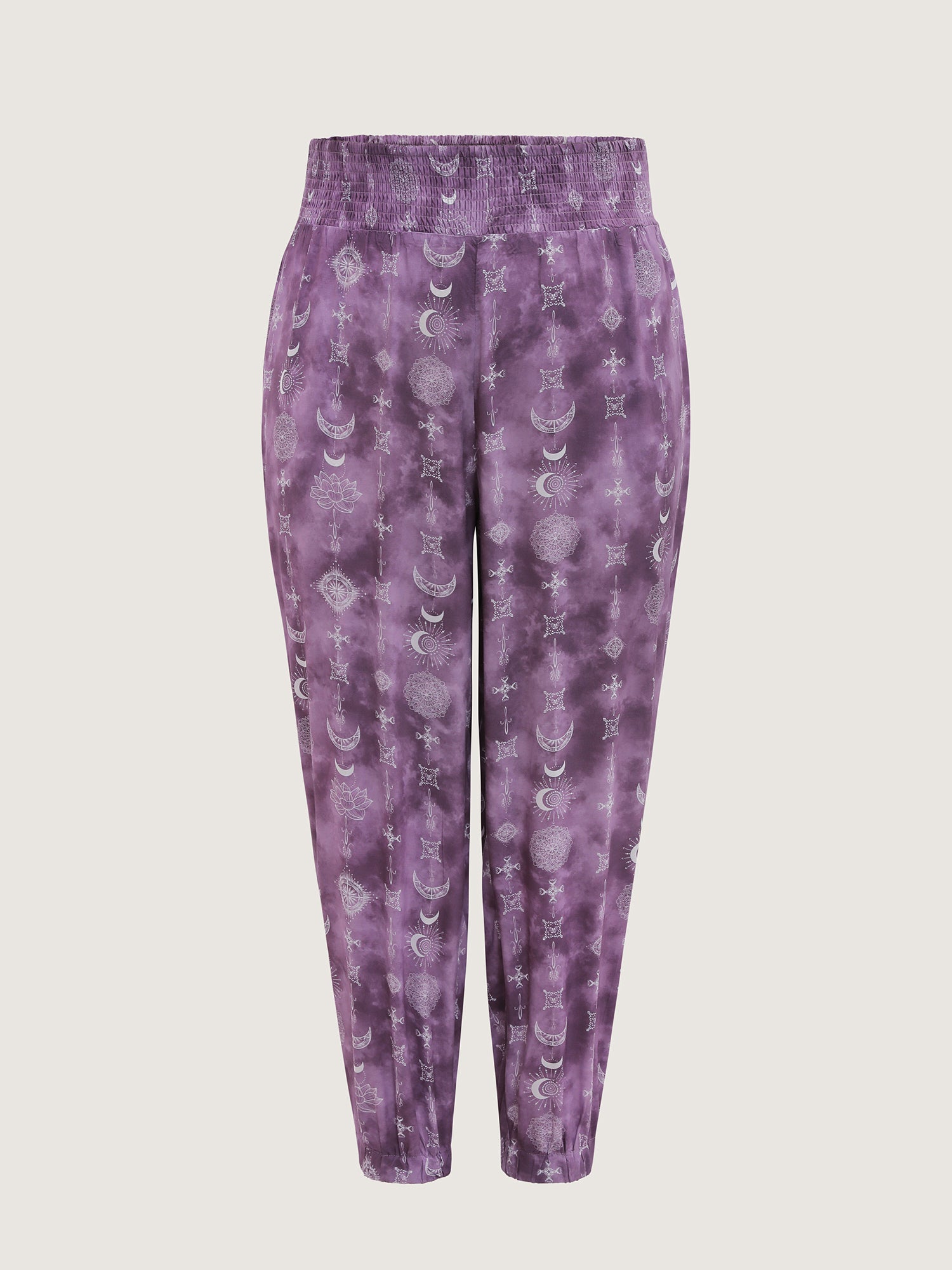 Starry Print Shirred Wide Waistband Pants-Sweetccc