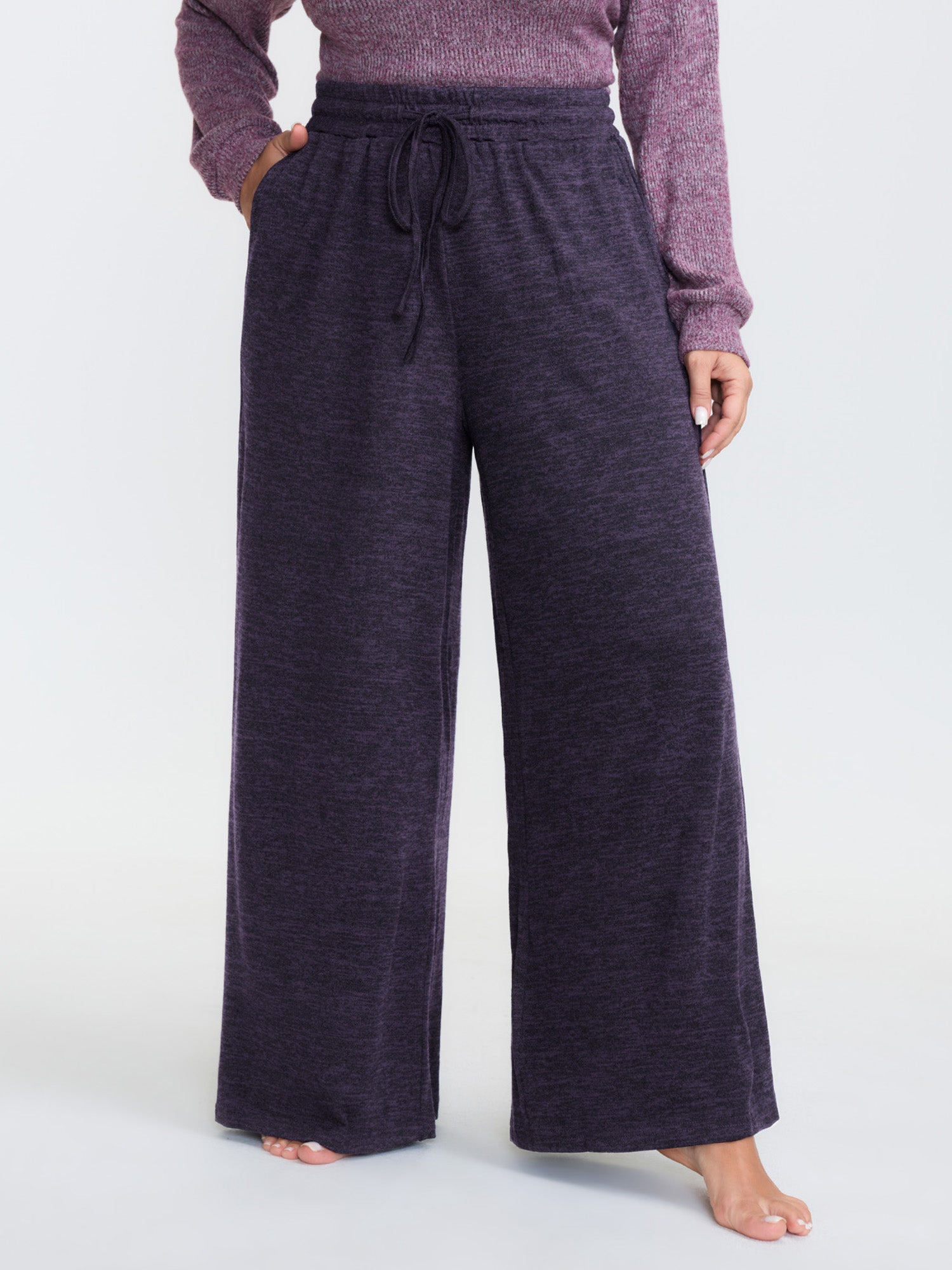 Heather Drawstring Loose Lounge Bottoms-Sweetccc