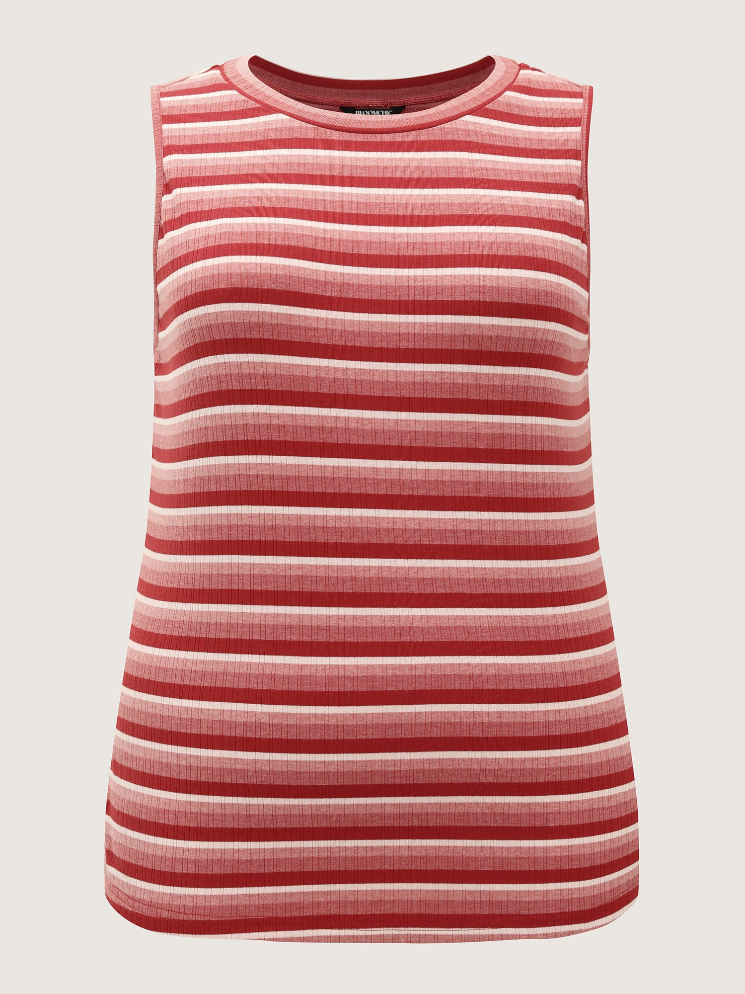Stretchy Ribbed Crew Neckline Fitted Tank Top-Sweetccc