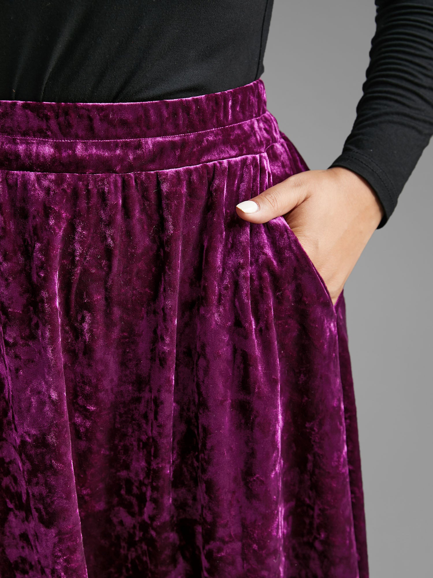 Velvet Elastic Waist Skirt-Sweetccc