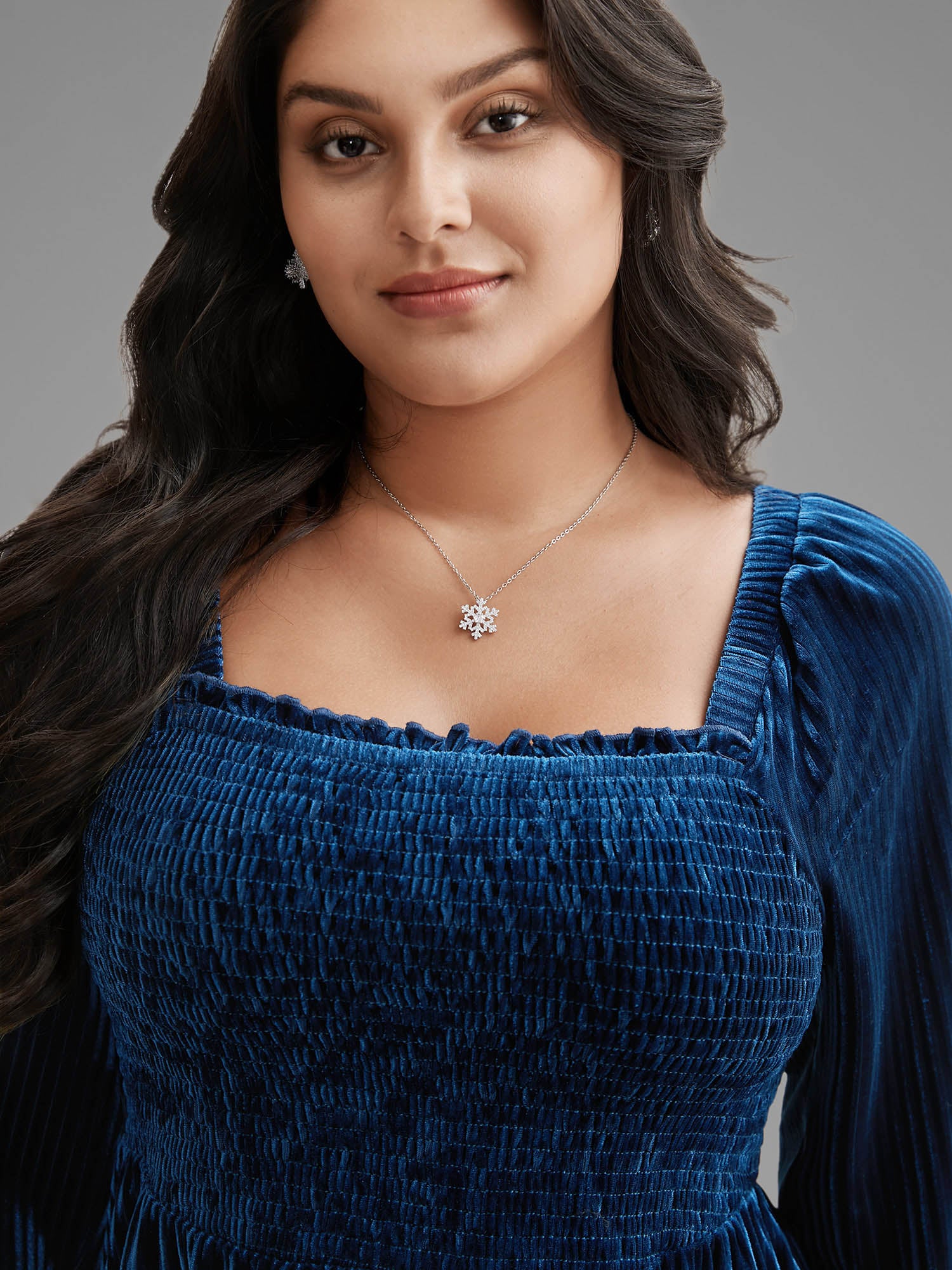 Velvet Smocked Bodice Jersey Top-Sweetccc