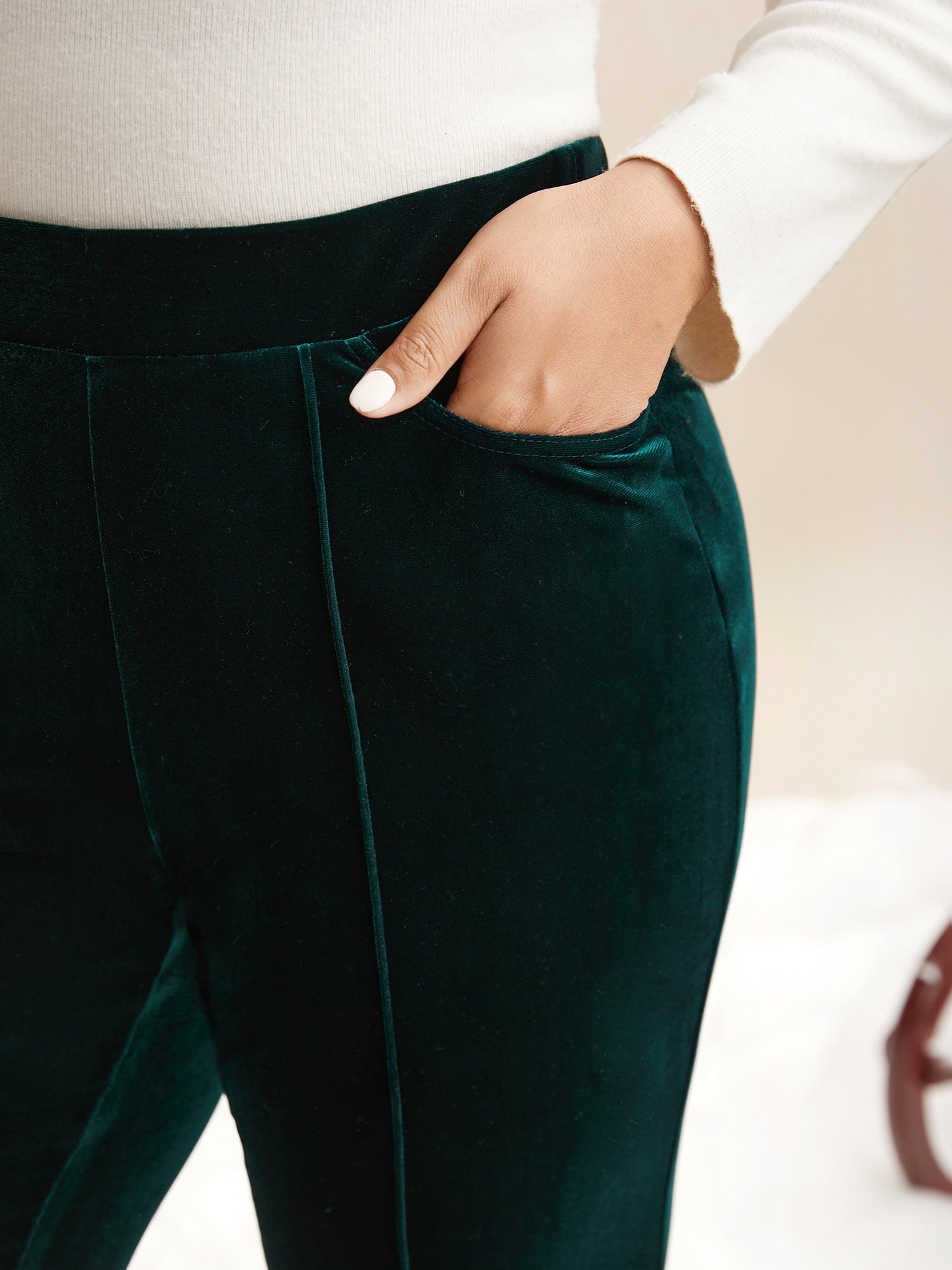 Velvet Mid Rise Flared Pants-Sweetccc